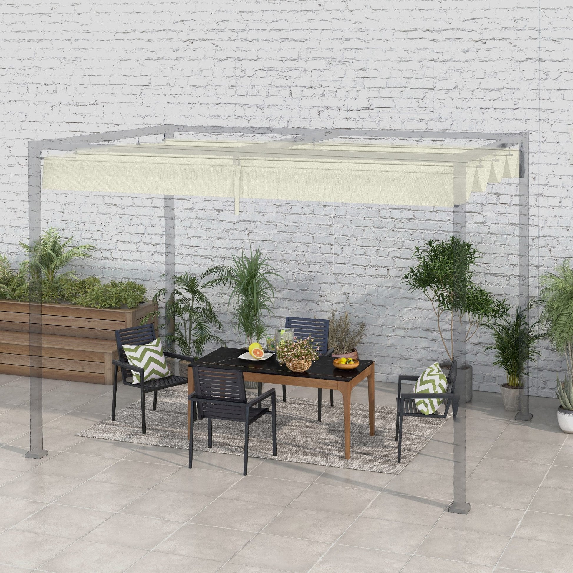 Retractable Pergola Canopy, Sun Shade Cover, UV30+ Protected Replacement Canopy Fabric for 9.8' x 7.1' Pergola, Cream White