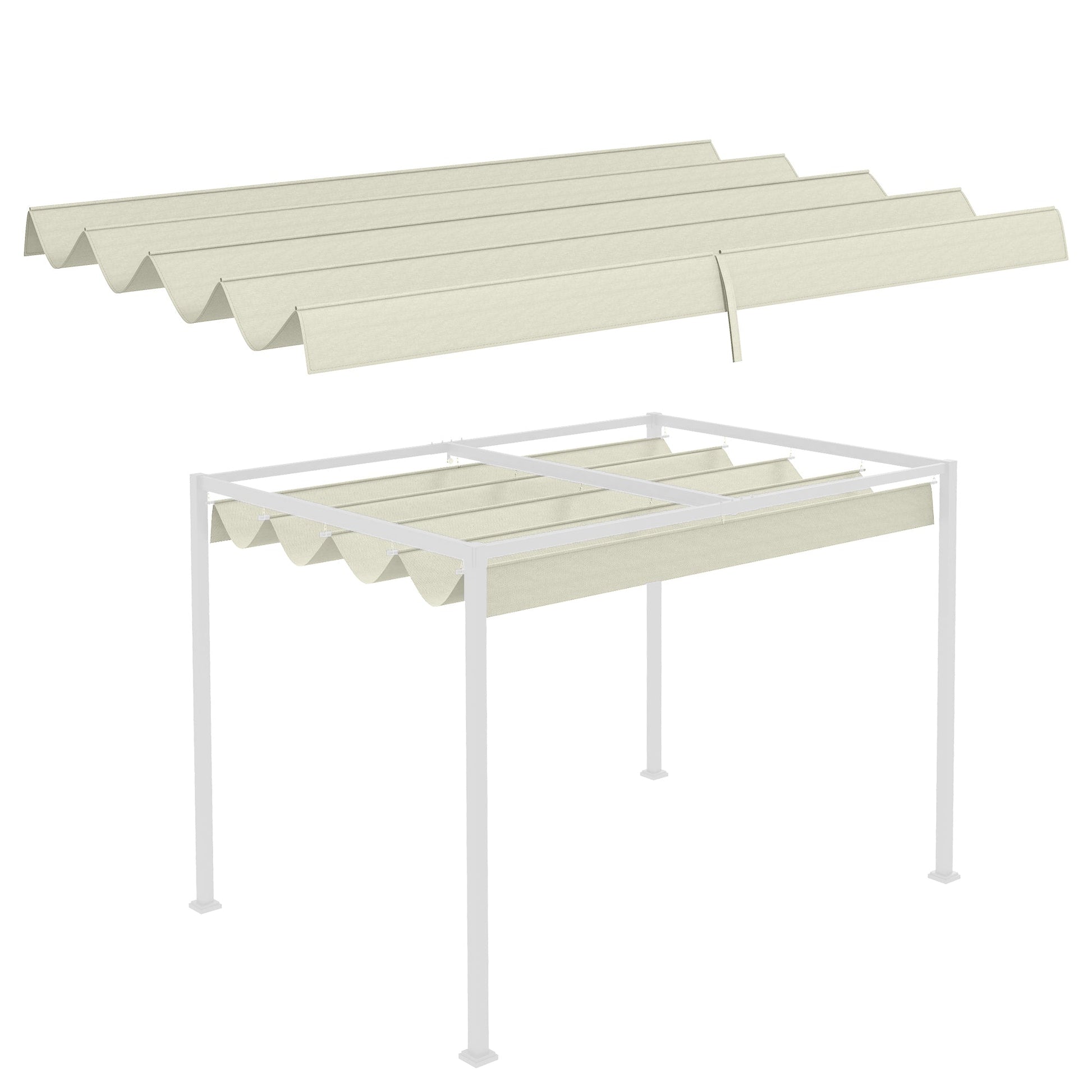 Retractable Pergola Canopy, Sun Shade Cover, UV30+ Protected Replacement Canopy Fabric for 9.8' x 7.1' Pergola, Cream White