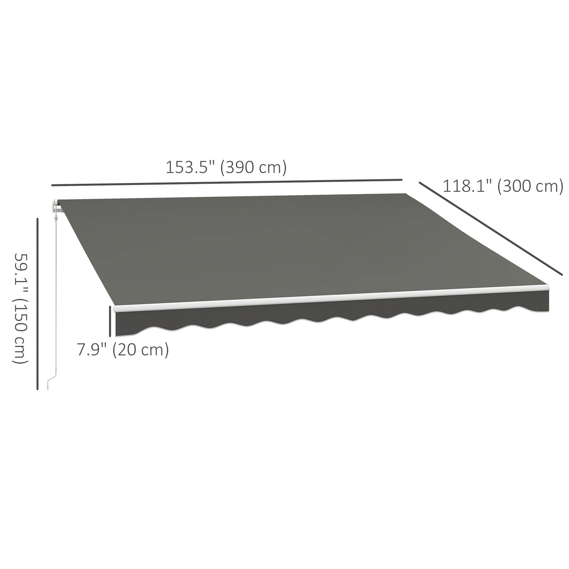 13' x 10' Electric Awning, Retractable Awning Sun Shade Shelter with Remote Controller, Manual Crank Handle and Aluminum Frame, for Deck, Balcony, Yard, Light Grey