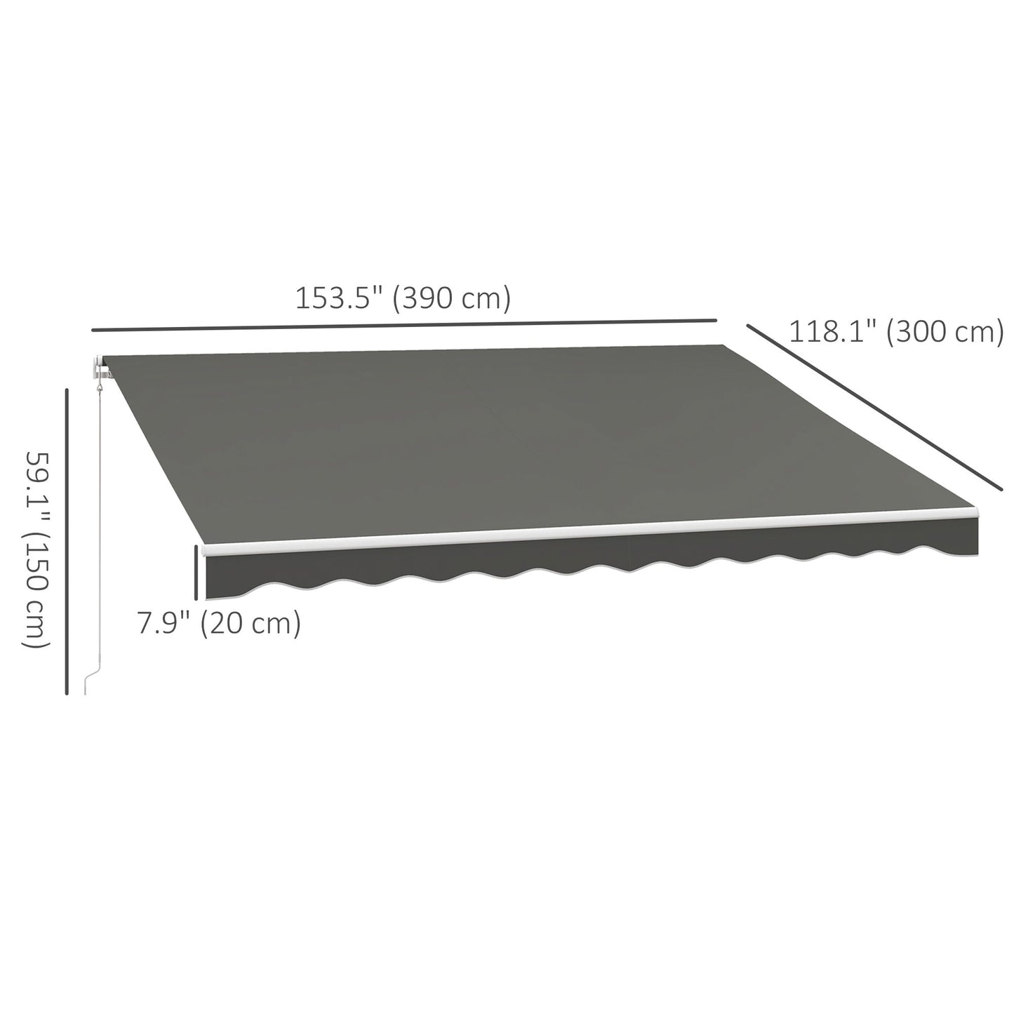 13' x 10' Electric Awning, Retractable Awning Sun Shade Shelter with Remote Controller, Manual Crank Handle and Aluminum Frame, for Deck, Balcony, Yard, Light Grey