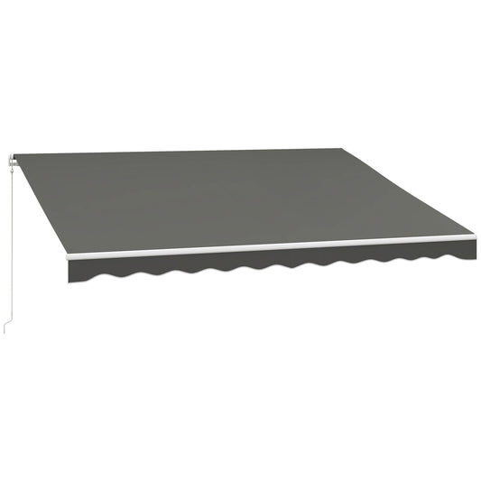 13' x 10' Electric Awning, Retractable Awning Sun Shade Shelter with Remote Controller, Manual Crank Handle and Aluminum Frame, for Deck, Balcony, Yard, Light Grey
