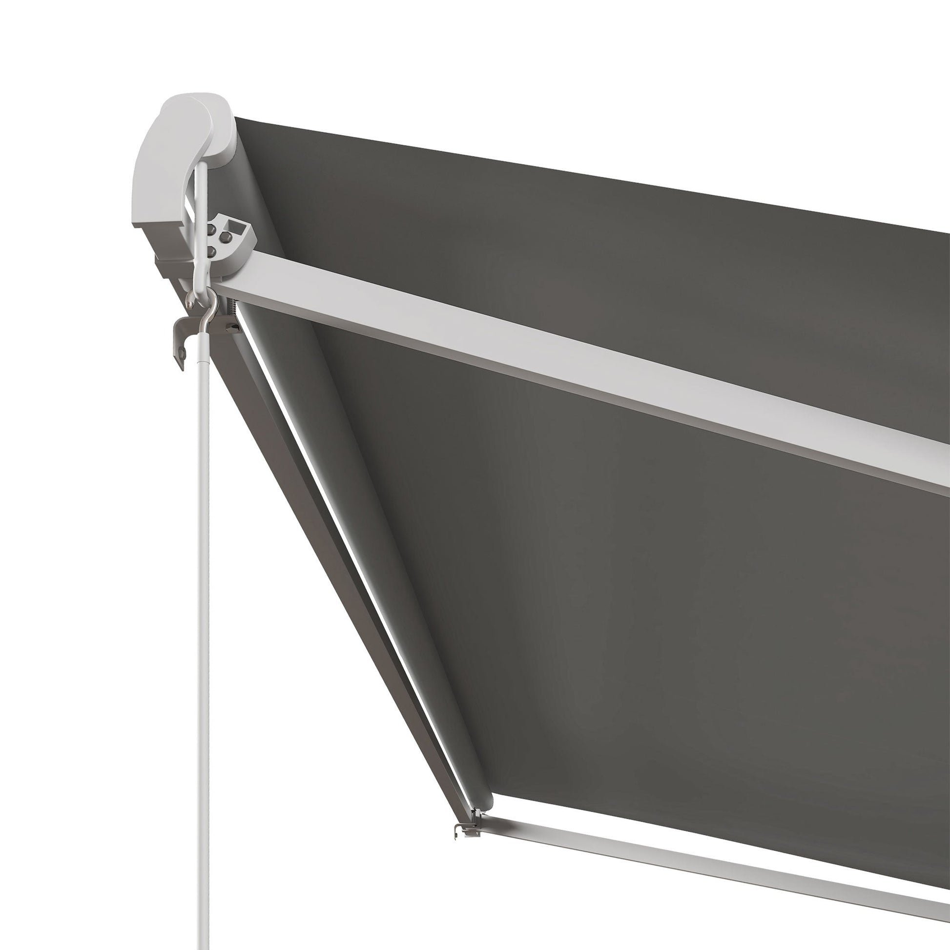 13' x 10' Electric Awning, Retractable Awning Sun Shade Shelter with Remote Controller, Manual Crank Handle and Aluminum Frame, for Deck, Balcony, Yard, Light Grey