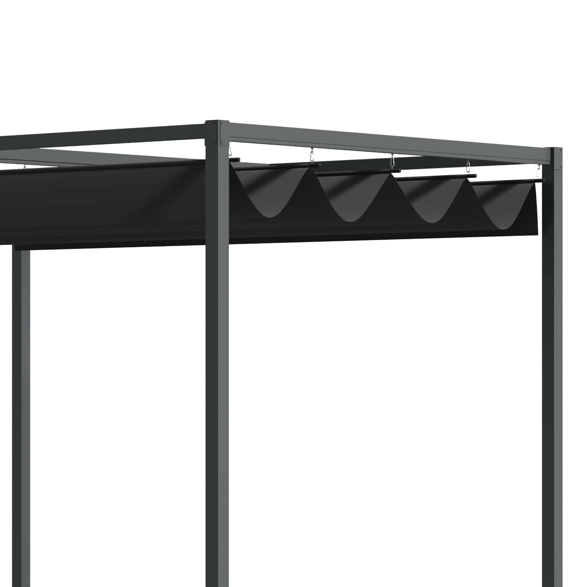 10' x7' Patio Pergola with Retractable Canopy, Outdoor Sun Shelter, Yard Shade, Black