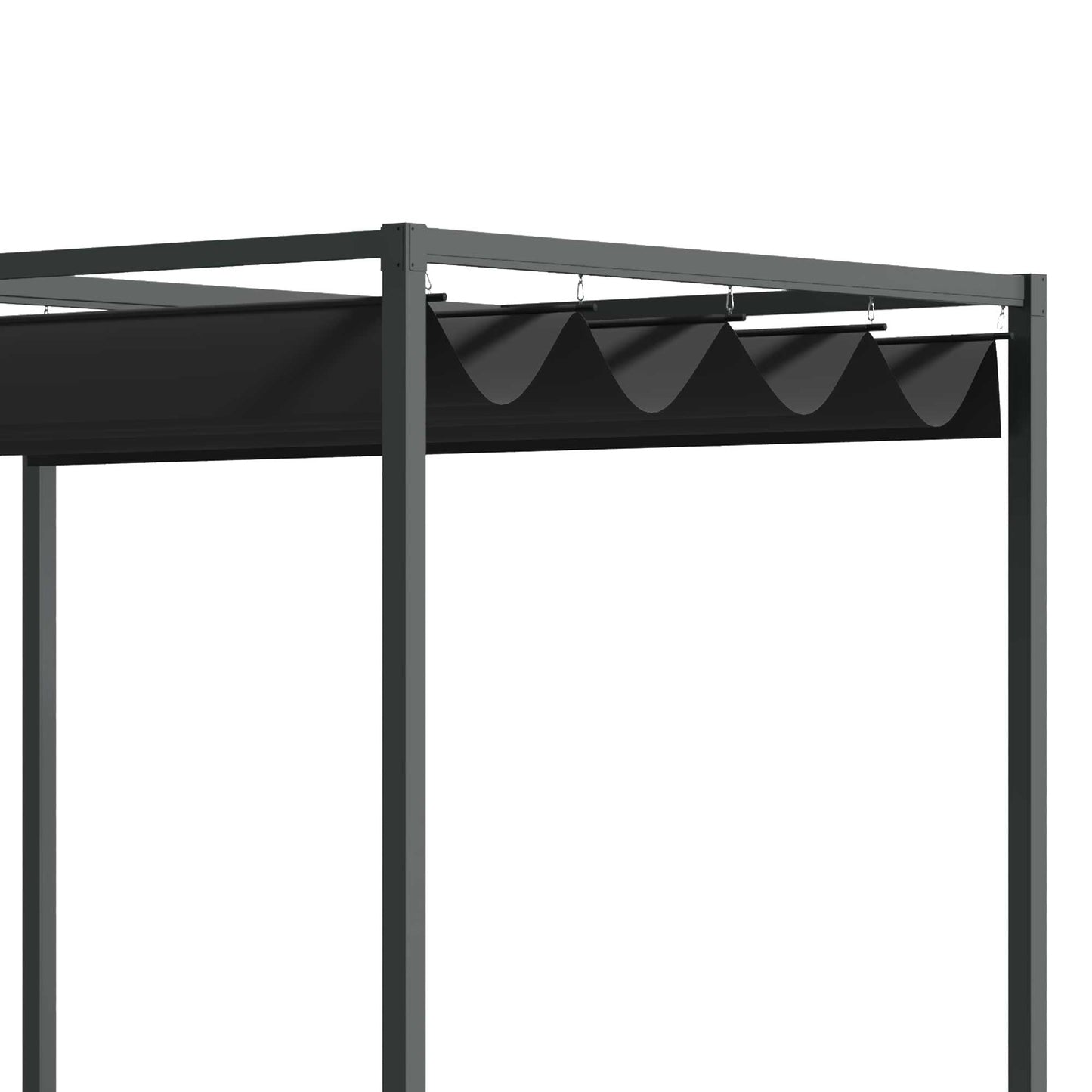 10' x7' Patio Pergola with Retractable Canopy, Outdoor Sun Shelter, Yard Shade, Black