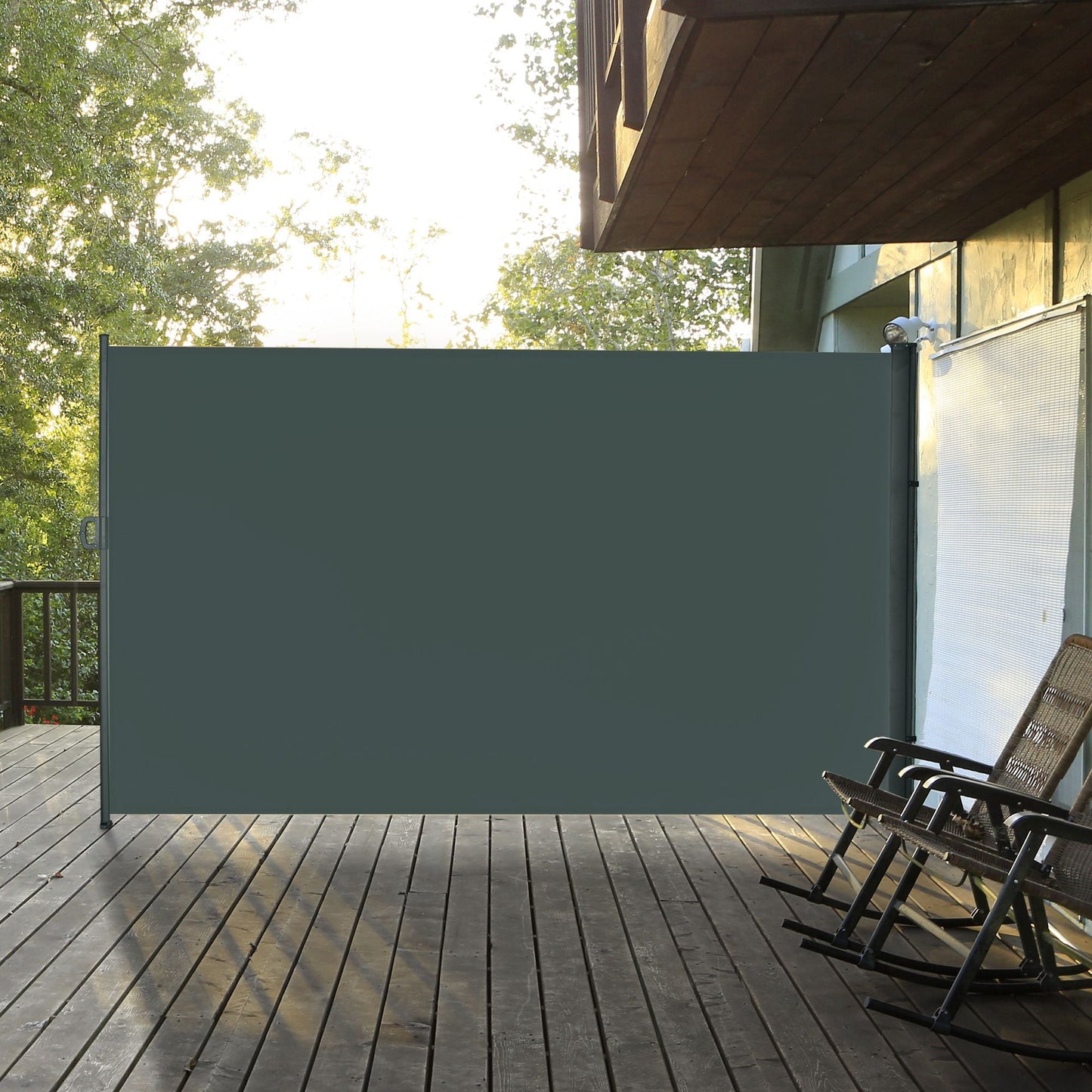118" x 79" Retractable Side Awning Patio Outdoor Folding Privacy Screen with Resistance to UV Rays & Wind, Grey
