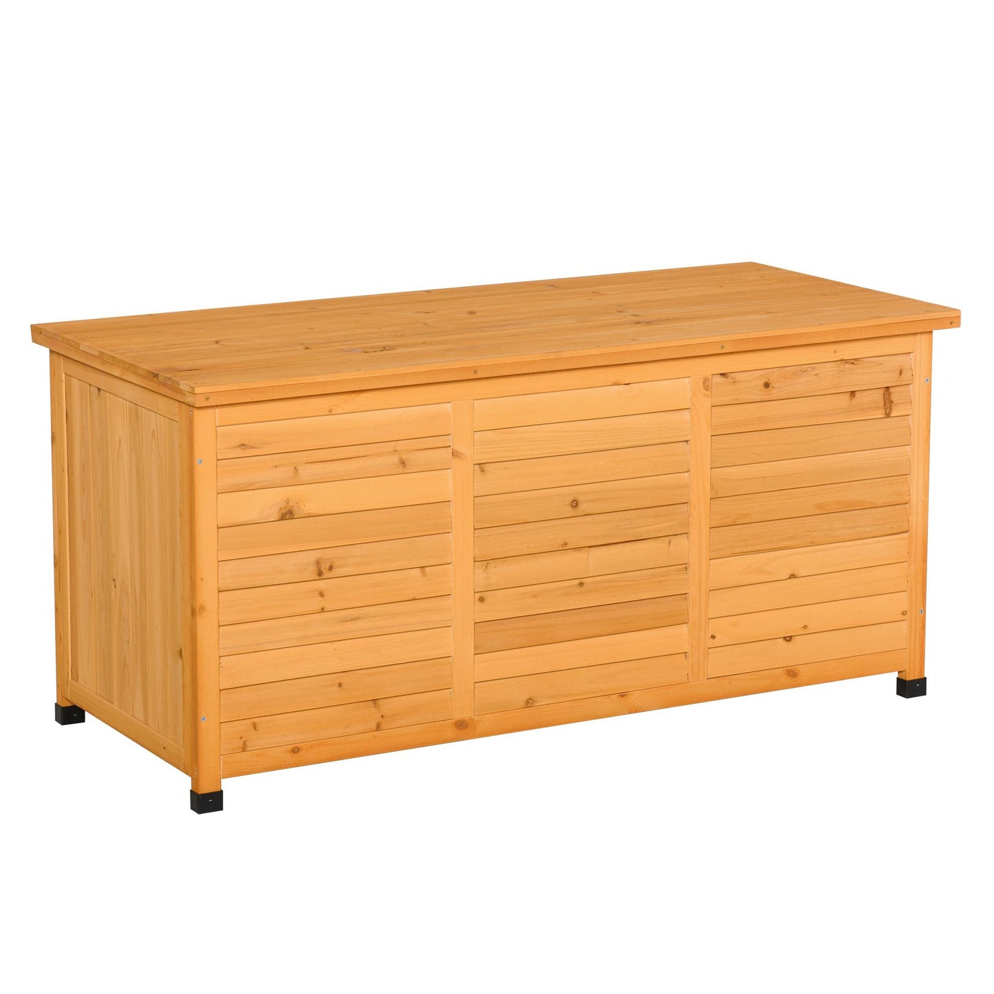 75 Gallon Wooden Storage Box patio Deck Box Bench, Garden Backyard Outdoor Storage Container with Aerating Gap & Weather-Fighting Finish, Yellow