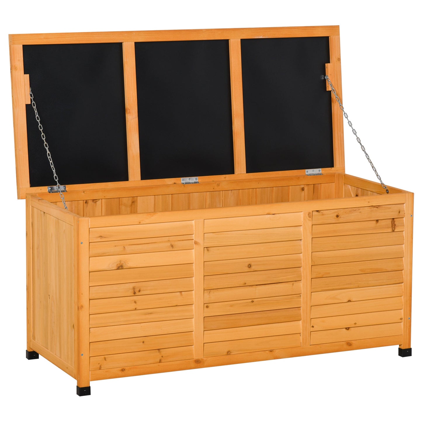 75 Gallon Wooden Storage Box patio Deck Box Bench, Garden Backyard Outdoor Storage Container with Aerating Gap & Weather-Fighting Finish, Yellow