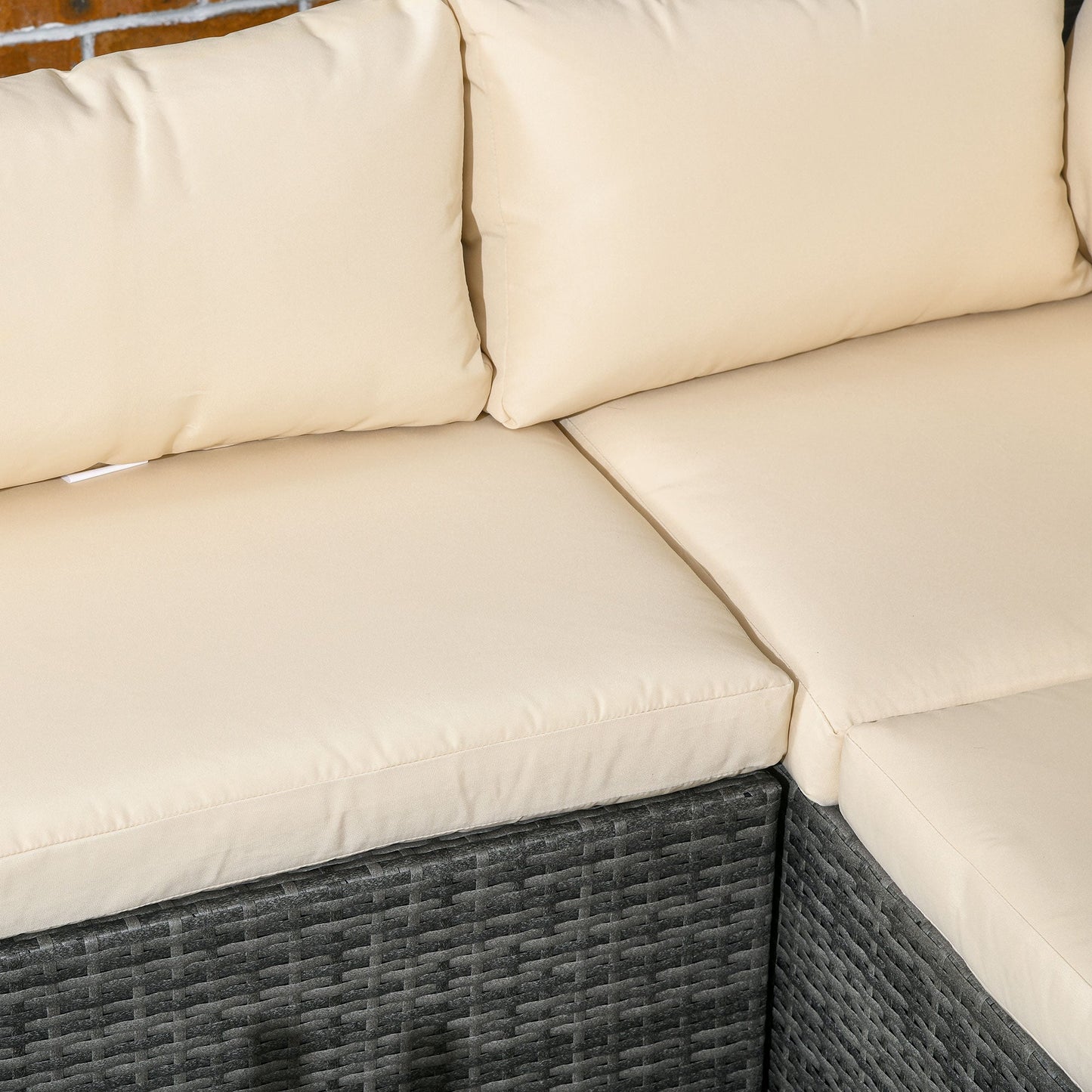 3 Pieces Garden Rattan Furniture Set, 4 Seater Wicker Patio Furniture Outdoor Conversation Set with Loveseats Coffee Table Cushions for Backyard Pool, Beige