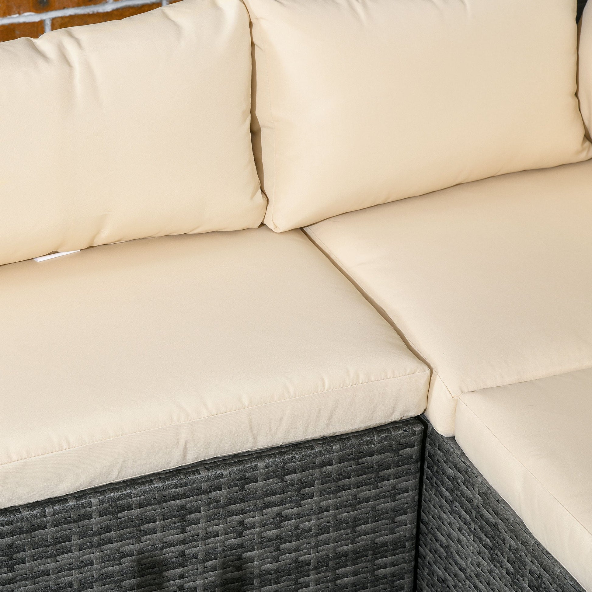 3 Pieces Garden Rattan Furniture Set, 4 Seater Wicker Patio Furniture Outdoor Conversation Set with Loveseats Coffee Table Cushions for Backyard Pool, Beige