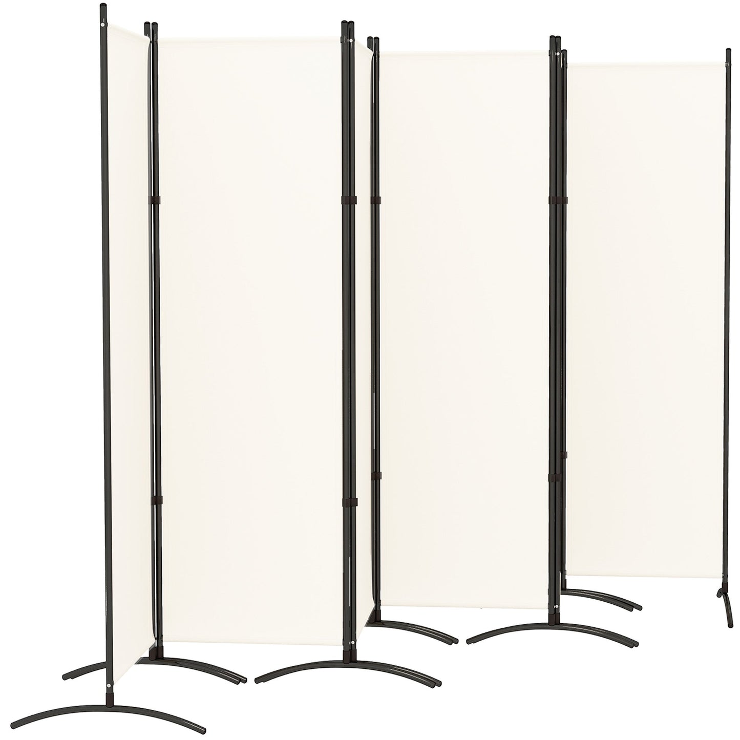 6 Panel Folding Outdoor Privacy Screen, 5.7FT Tall Room Divider with UV30+ Protection, Freestanding Privacy Panel Partition with Stable Base for Indoor Outdoor, Beige