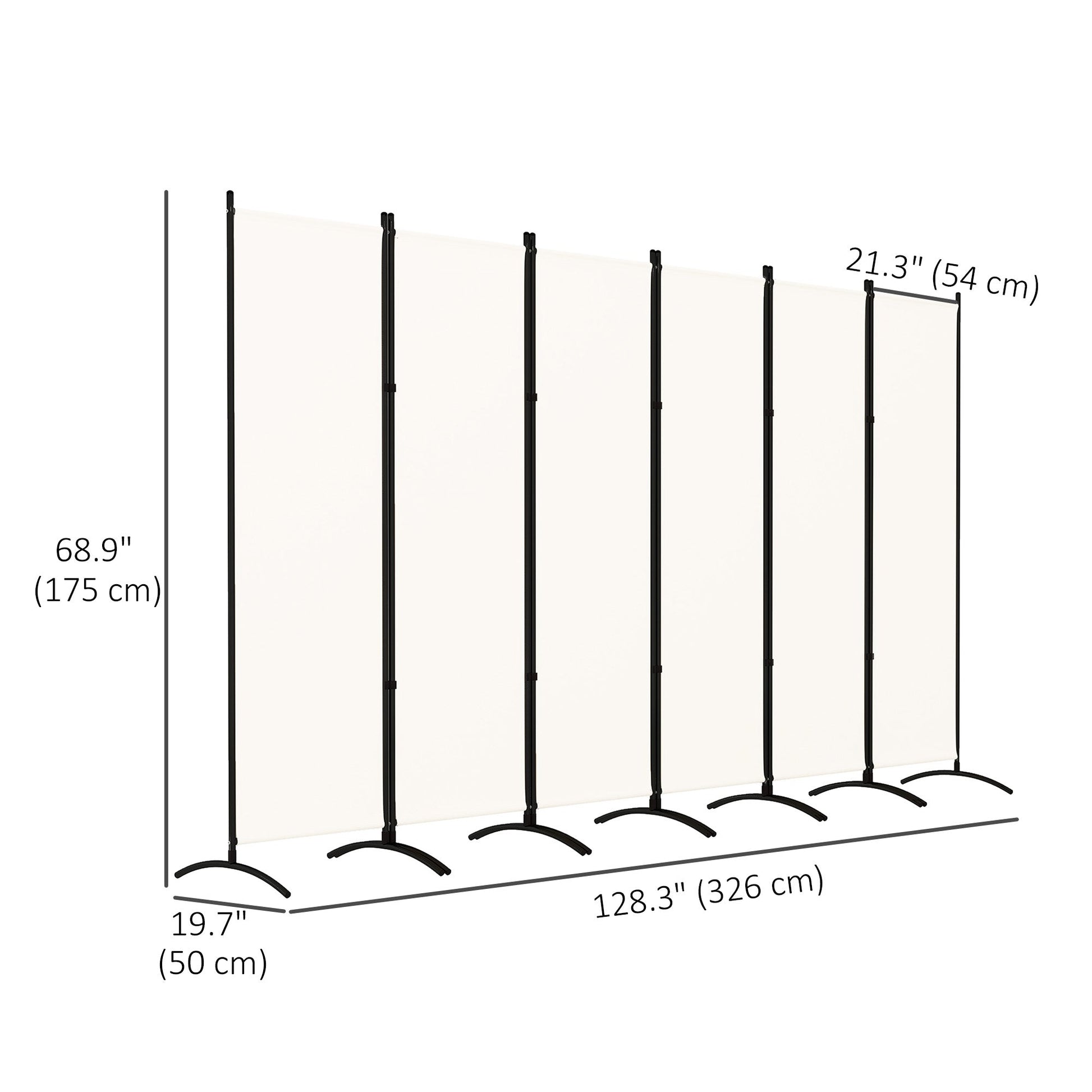 6 Panel Folding Outdoor Privacy Screen, 5.7FT Tall Room Divider with UV30+ Protection, Freestanding Privacy Panel Partition with Stable Base for Indoor Outdoor, Beige
