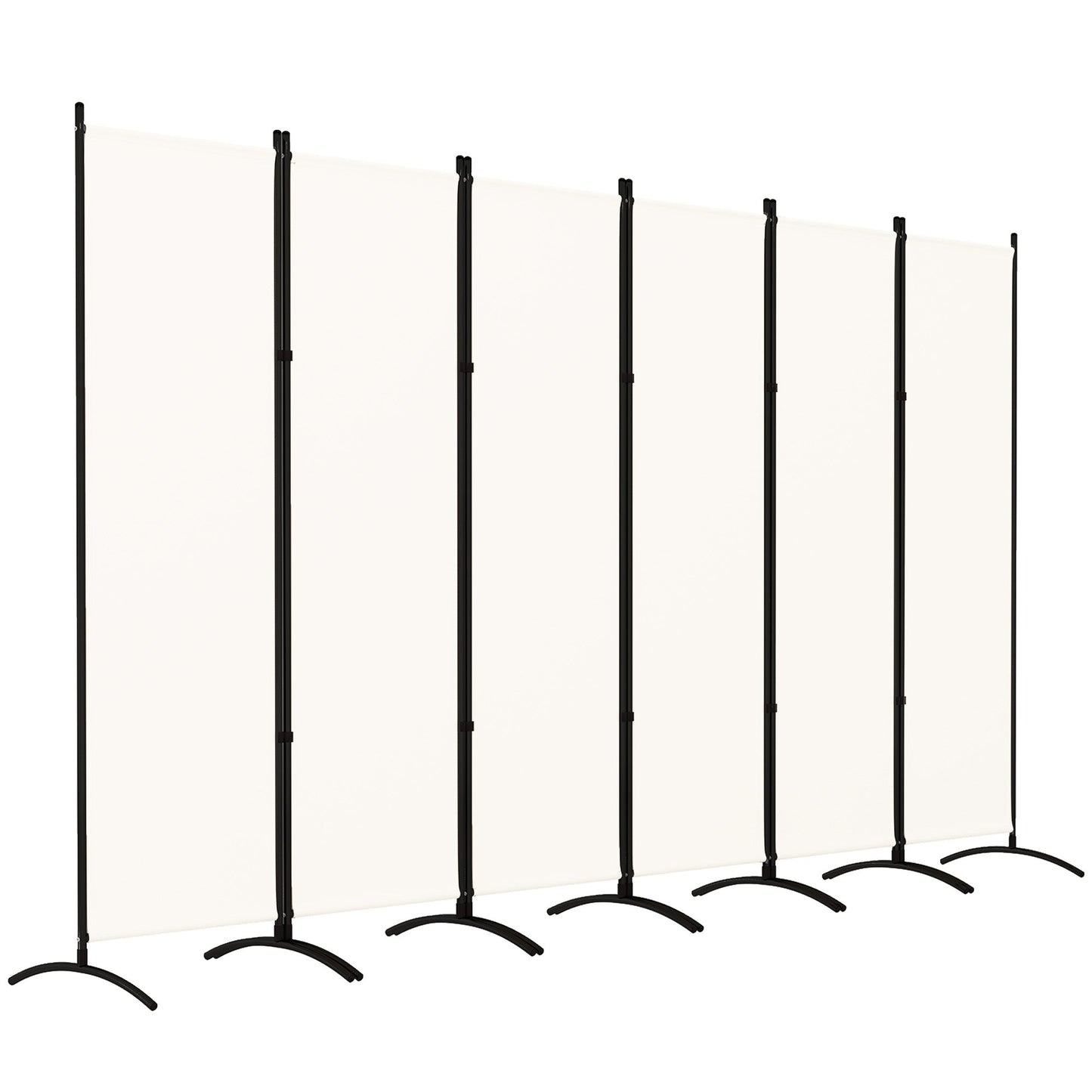 6 Panel Folding Outdoor Privacy Screen, 5.7FT Tall Room Divider with UV30+ Protection, Freestanding Privacy Panel Partition with Stable Base for Indoor Outdoor, Beige