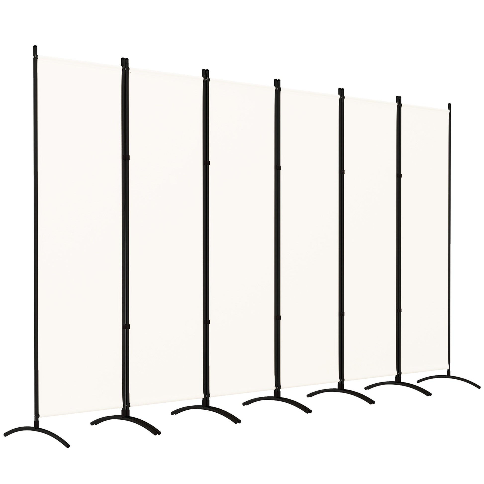 6 Panel Folding Outdoor Privacy Screen, 5.7FT Tall Room Divider with UV30+ Protection, Freestanding Privacy Panel Partition with Stable Base for Indoor Outdoor, Beige