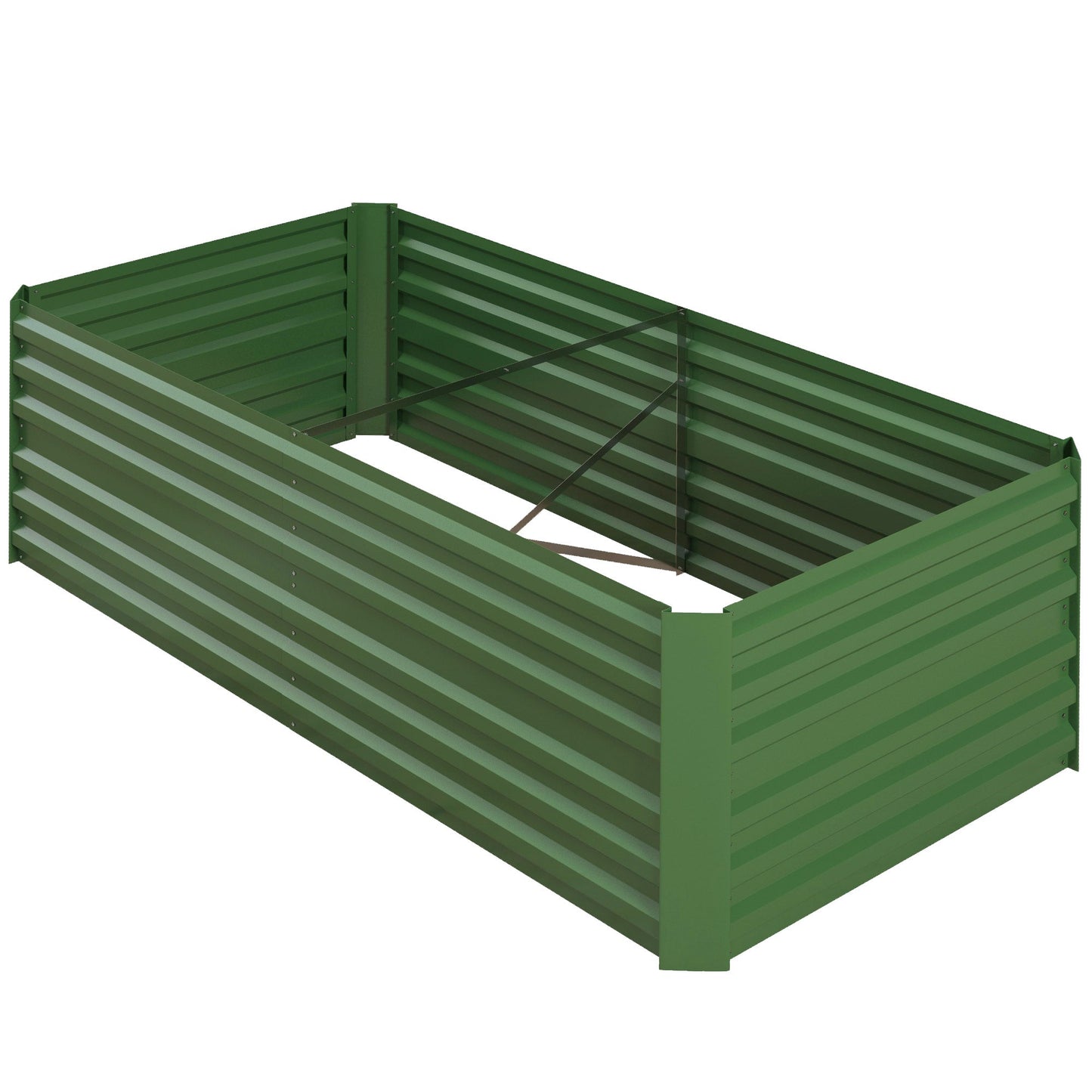 Raised Garden Bed, 6' x 3' x 2' Galvanized Steel Planters for Outdoor Plants with Multi-reinforced Rods for Vegetables, Flowers and Herbs, Green