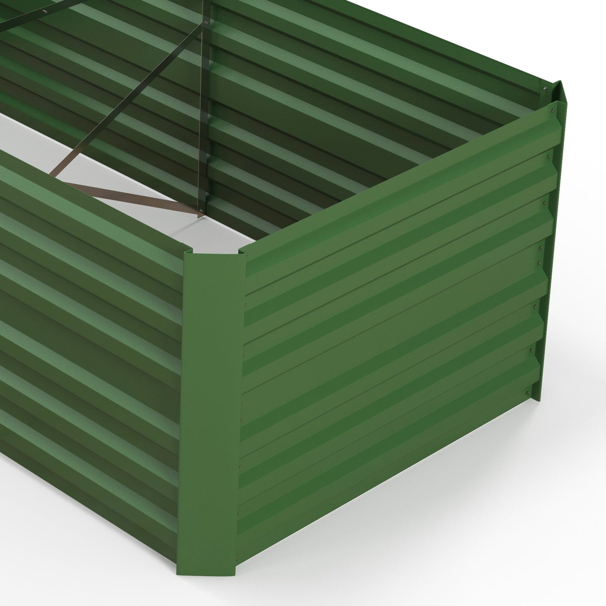 Raised Garden Bed, 6' x 3' x 2' Galvanized Steel Planters for Outdoor Plants with Multi-reinforced Rods for Vegetables, Flowers and Herbs, Green