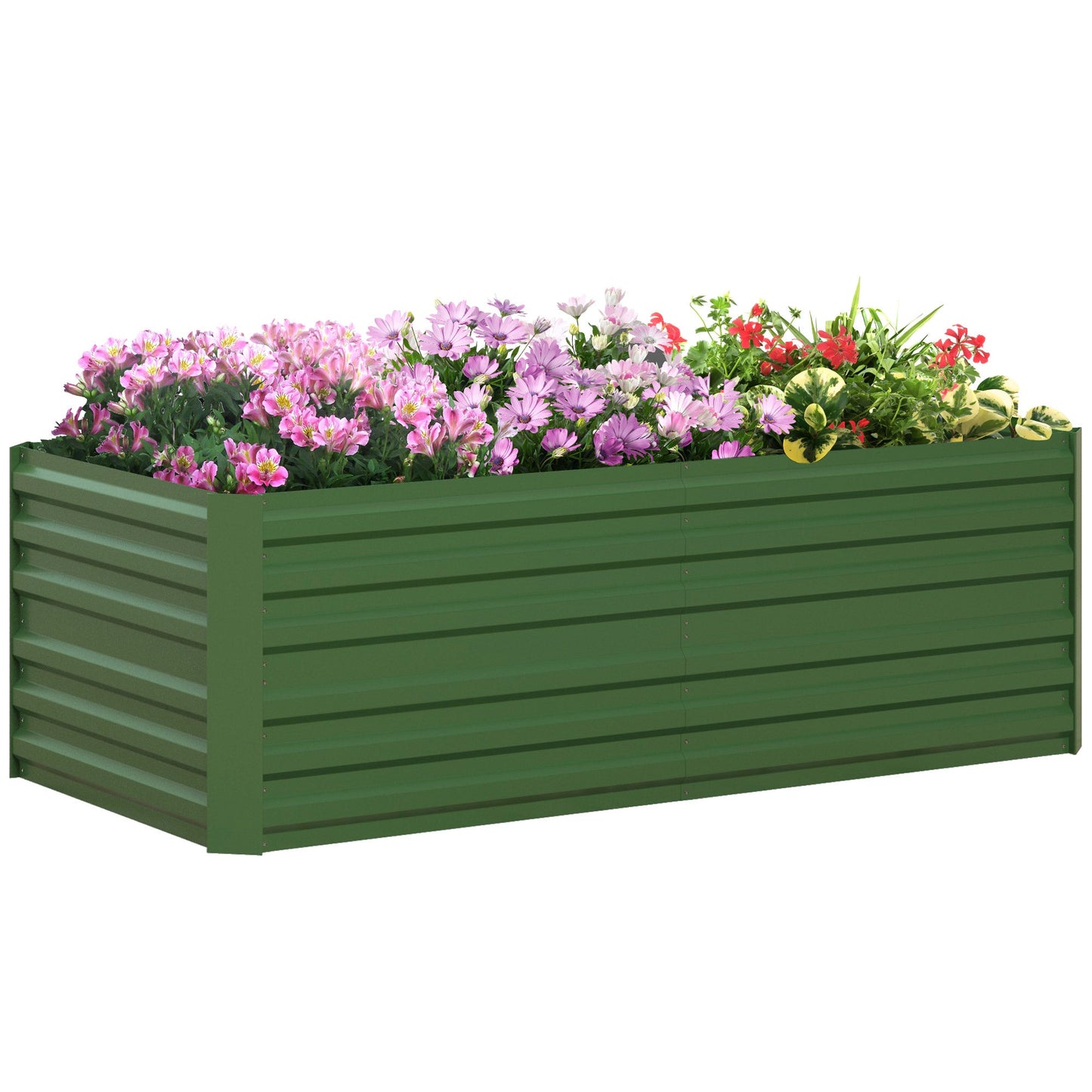 Raised Garden Bed, 6' x 3' x 2' Galvanized Steel Planters for Outdoor Plants with Multi-reinforced Rods for Vegetables, Flowers and Herbs, Green
