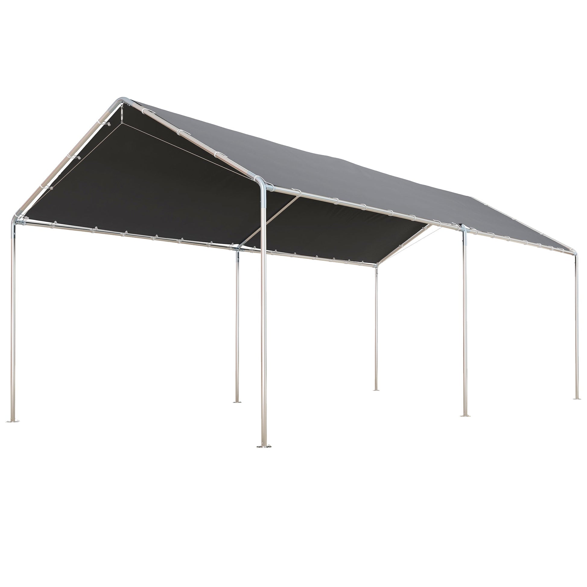 10' x 20' Carport Heavy Duty Galvanized Car Canopy with Included Anchor Kit, 3 Reinforced Steel Cables, Grey