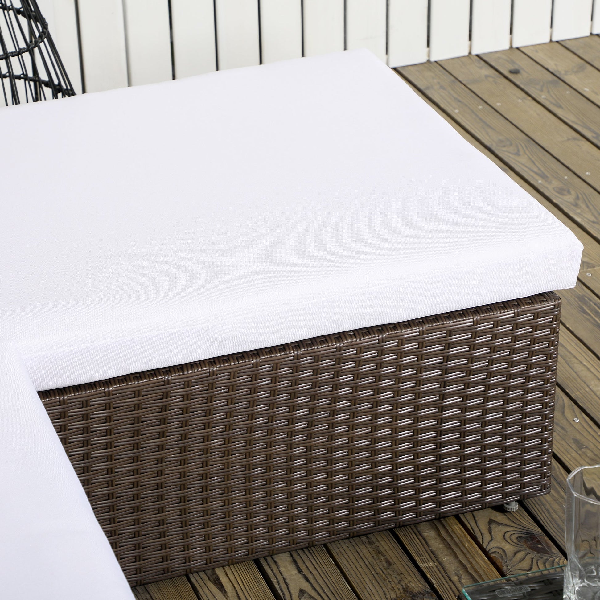 3-Piece Patio Furniture Set Modern Sectional Sofa Rattan Chair Wicker Conversation Set Outdoor Hand Woven Rattan Wicker Furniture Patio Coffee Table Sofa Set, White
