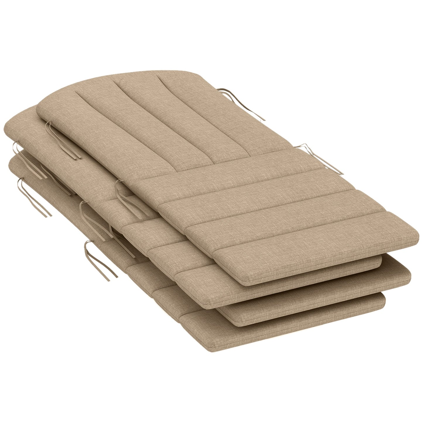 Adirondack Chair Cushion Set of 4, Outdoor Chair Cushions, High Back Patio Chair Cushions with Ties, Non-Slip Replacement Seat Cushion for Patio Furniture, Beige