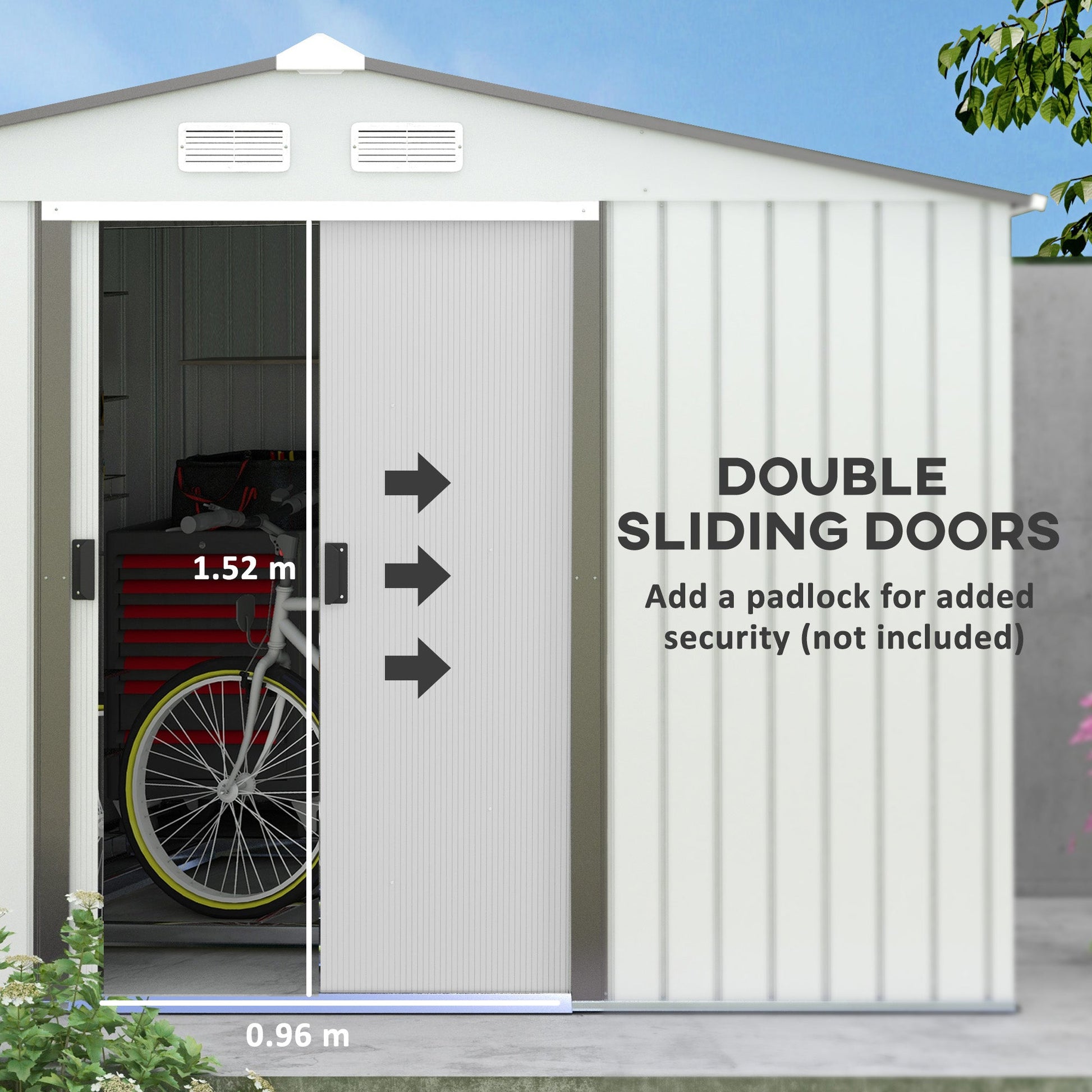 9' x 6' Garden Storage Shed with Foundation Kit, Metal Tool Storage House with Double Doors for Outdoor Patio Yard, Silver