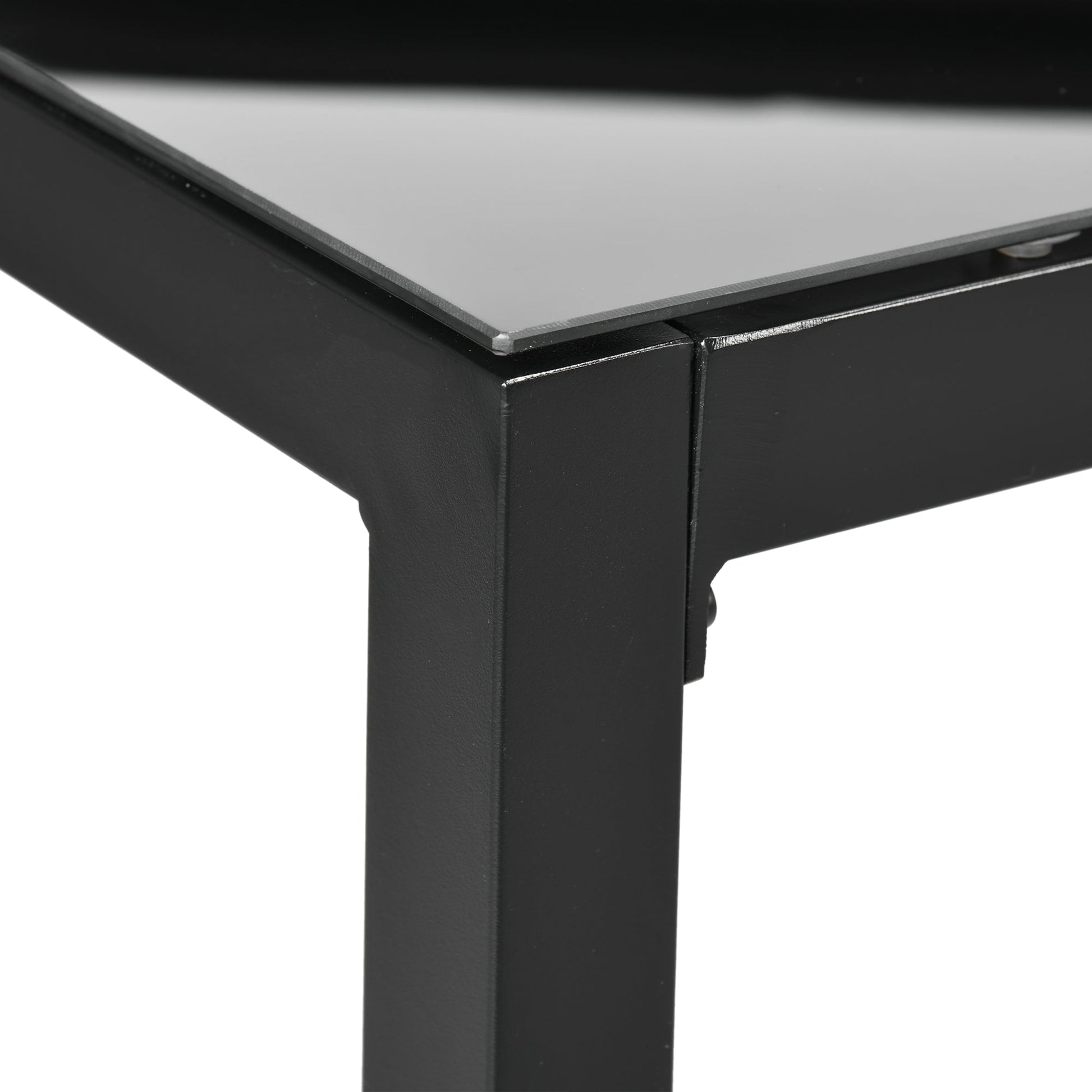 Rectangular Outdoor Dining Table for 8 People with Tempered Glass Top and Aluminum Frame, Black 70.9" x 31.5" x 28.3"