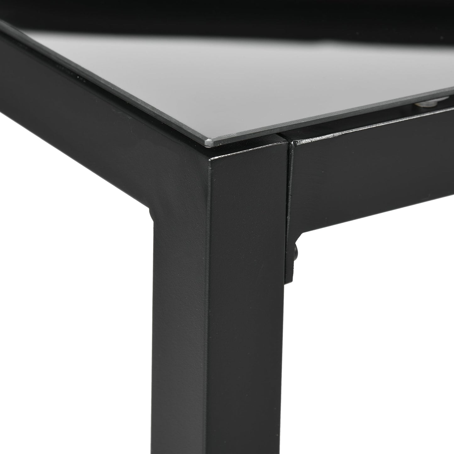 Rectangular Outdoor Dining Table for 8 People with Tempered Glass Top and Aluminum Frame, Black 70.9" x 31.5" x 28.3"