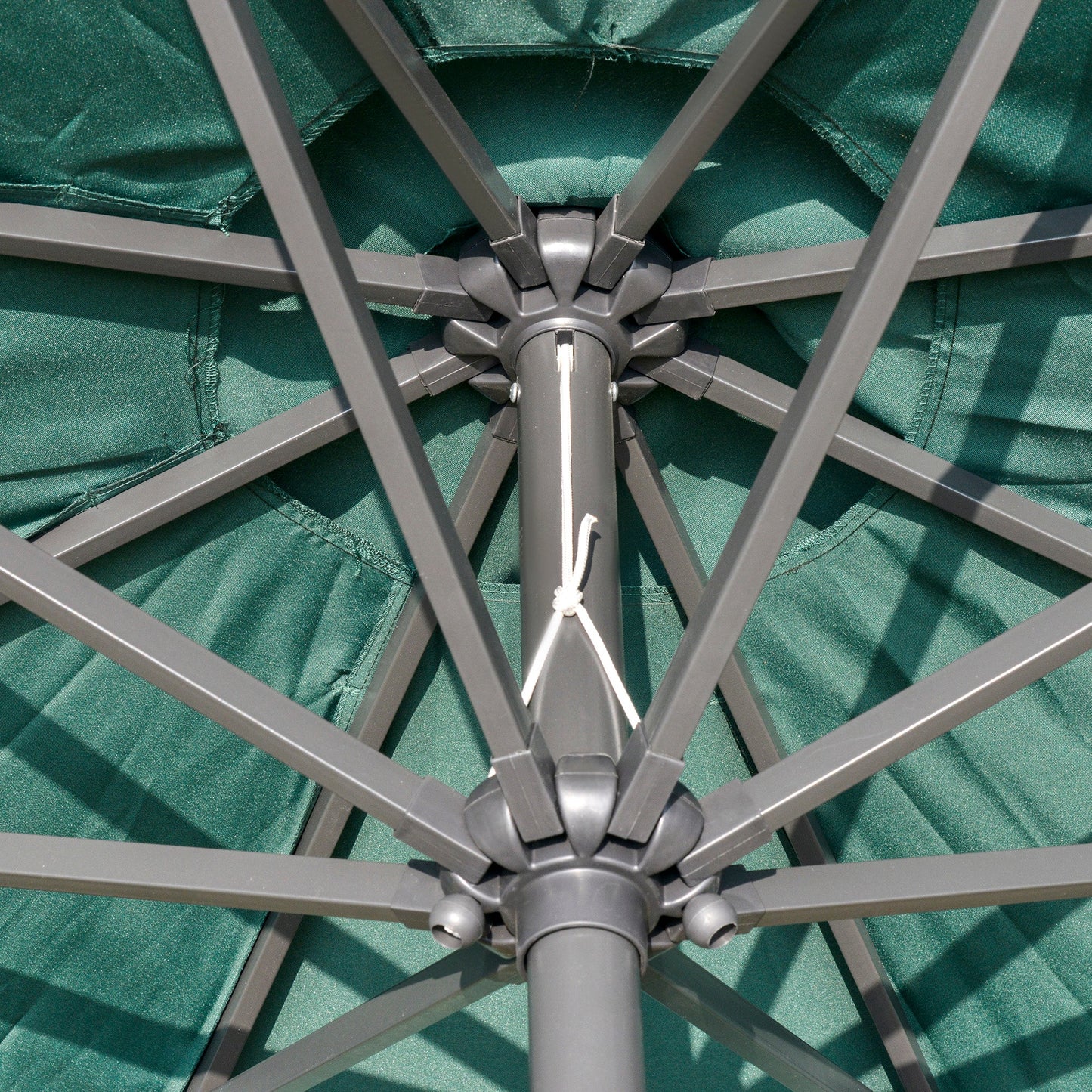 9ft Solar Patio Umbrella Outdoor Sunshade 24 LED Lights Tilt Canopy, Green