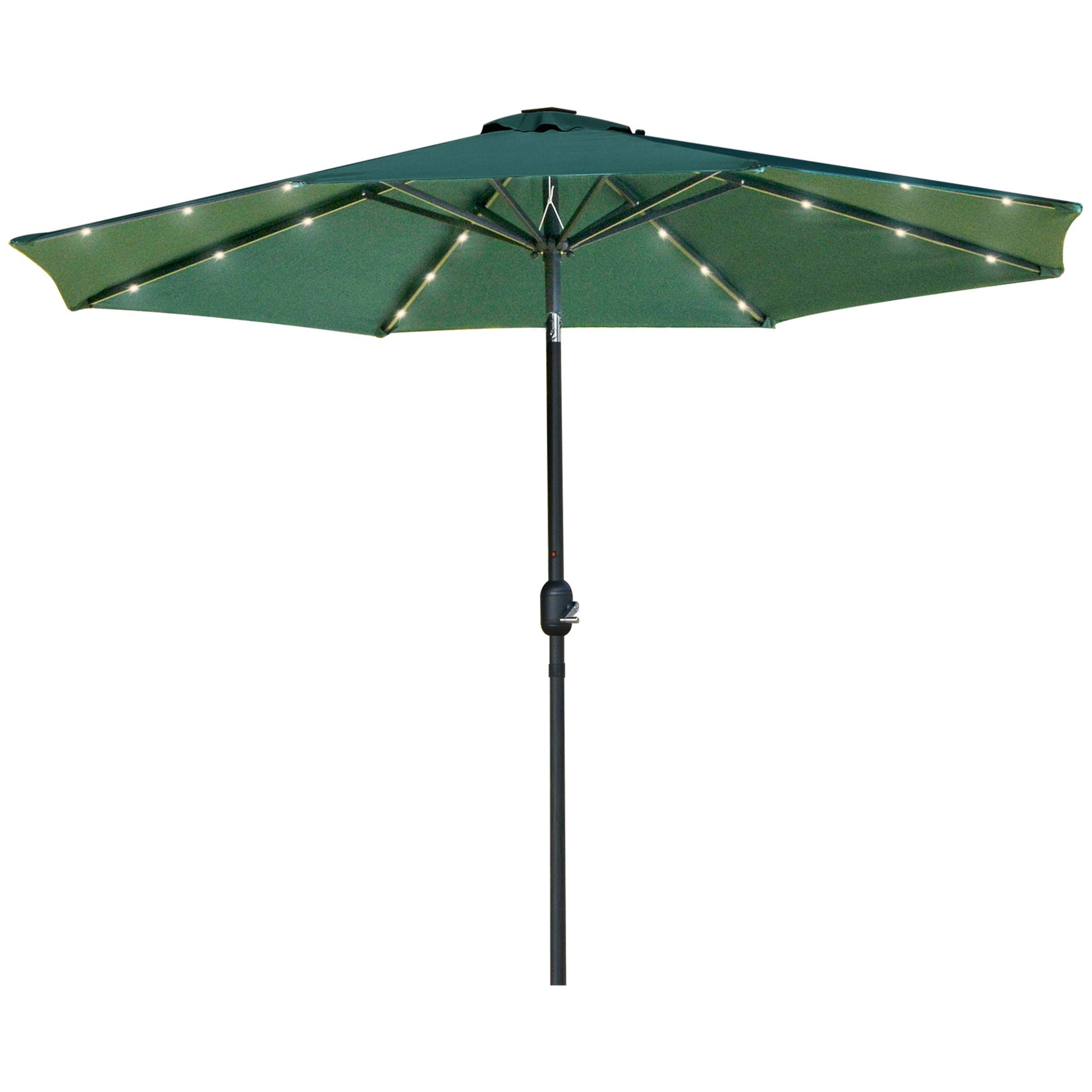 9ft Solar Patio Umbrella Outdoor Sunshade 24 LED Lights Tilt Canopy, Green