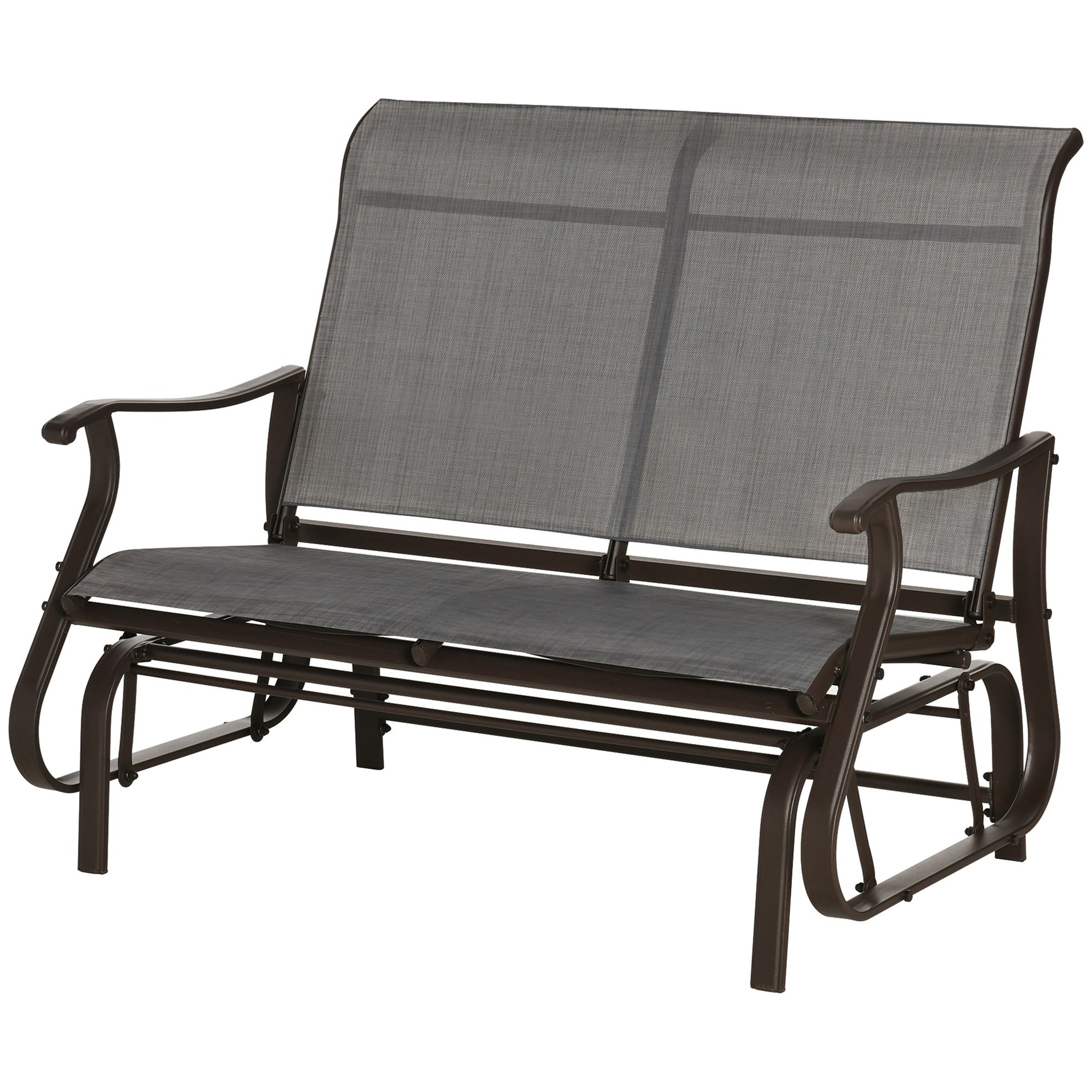 2-Person Outdoor Glider Chair, Patio Glider Rocking Chair with Mesh Seat and Backrest, Steel Frame for Outdoor, Backyard, Dark Grey