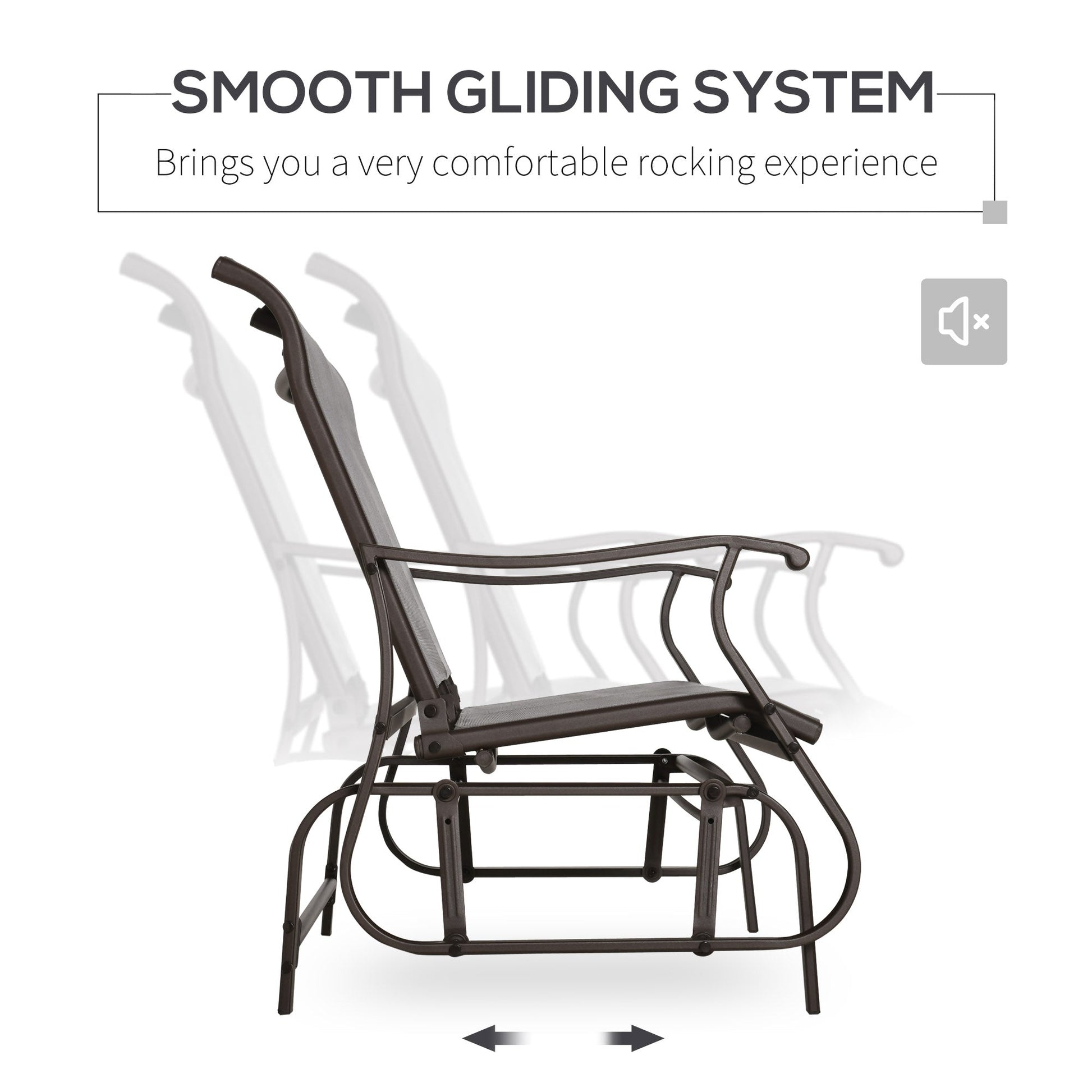 2-Person Outdoor Glider Chair, Patio Glider Rocking Chair with Mesh Seat and Backrest, Steel Frame for Outdoor, Backyard, Dark Grey