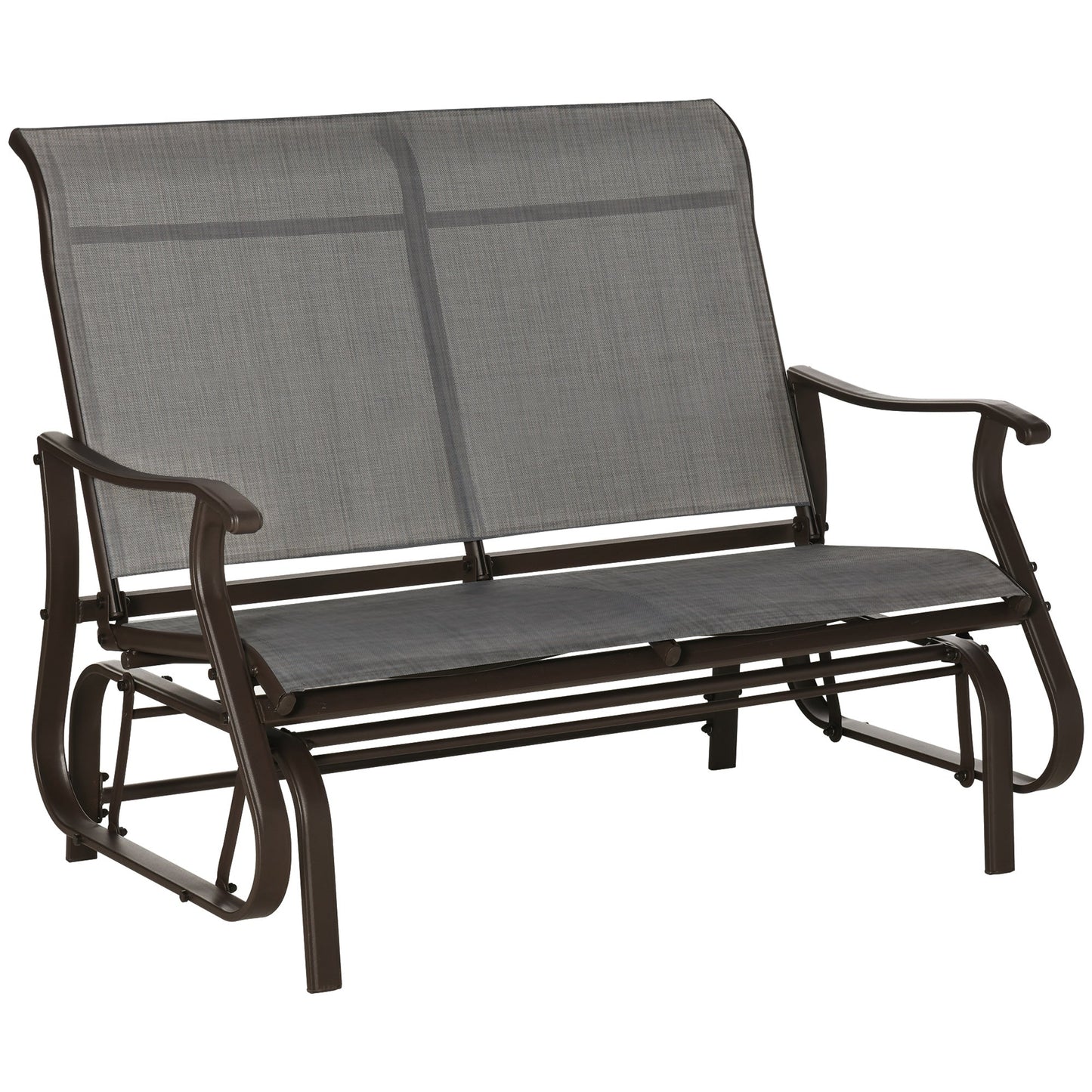 2-Person Outdoor Glider Chair, Patio Glider Rocking Chair with Mesh Seat and Backrest, Steel Frame for Outdoor, Backyard, Dark Grey