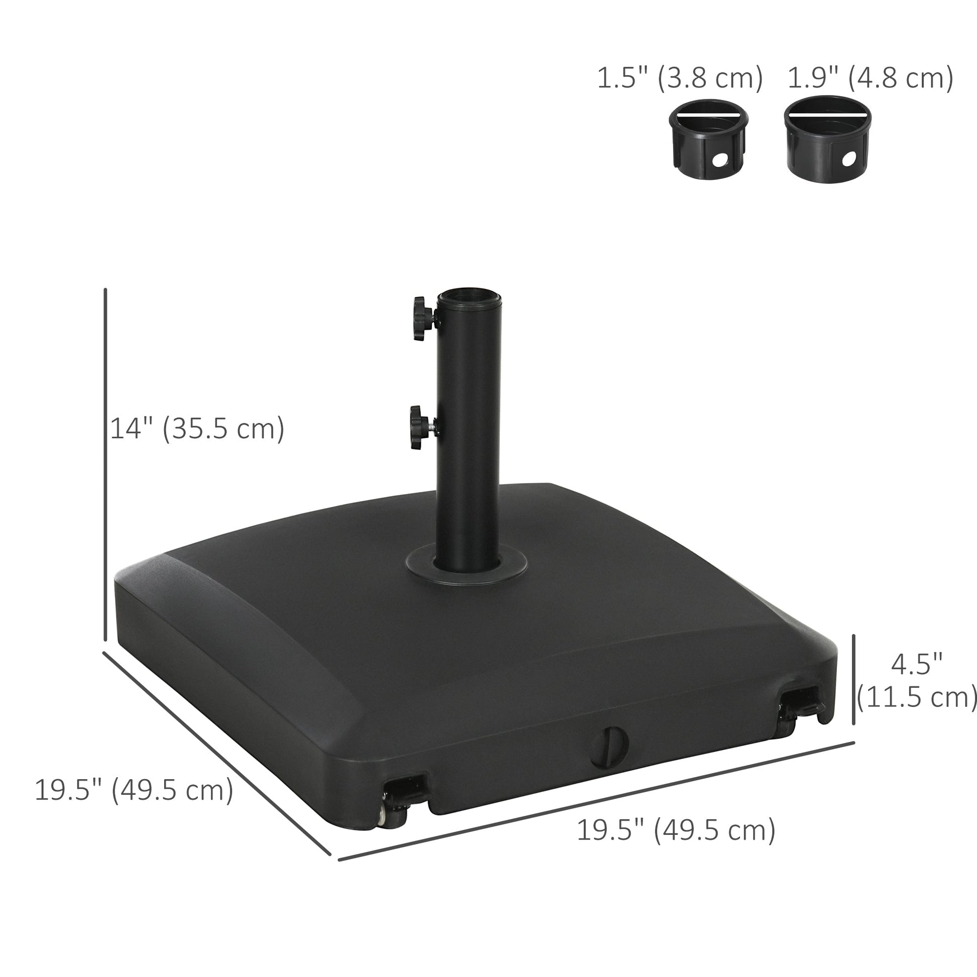 Patio Umbrella Base with Wheels, 66 lb Heavy Duty Filled Umbrella Stand, Market Umbrella Base Holder for Outdoor, Garden, Backyard, Black