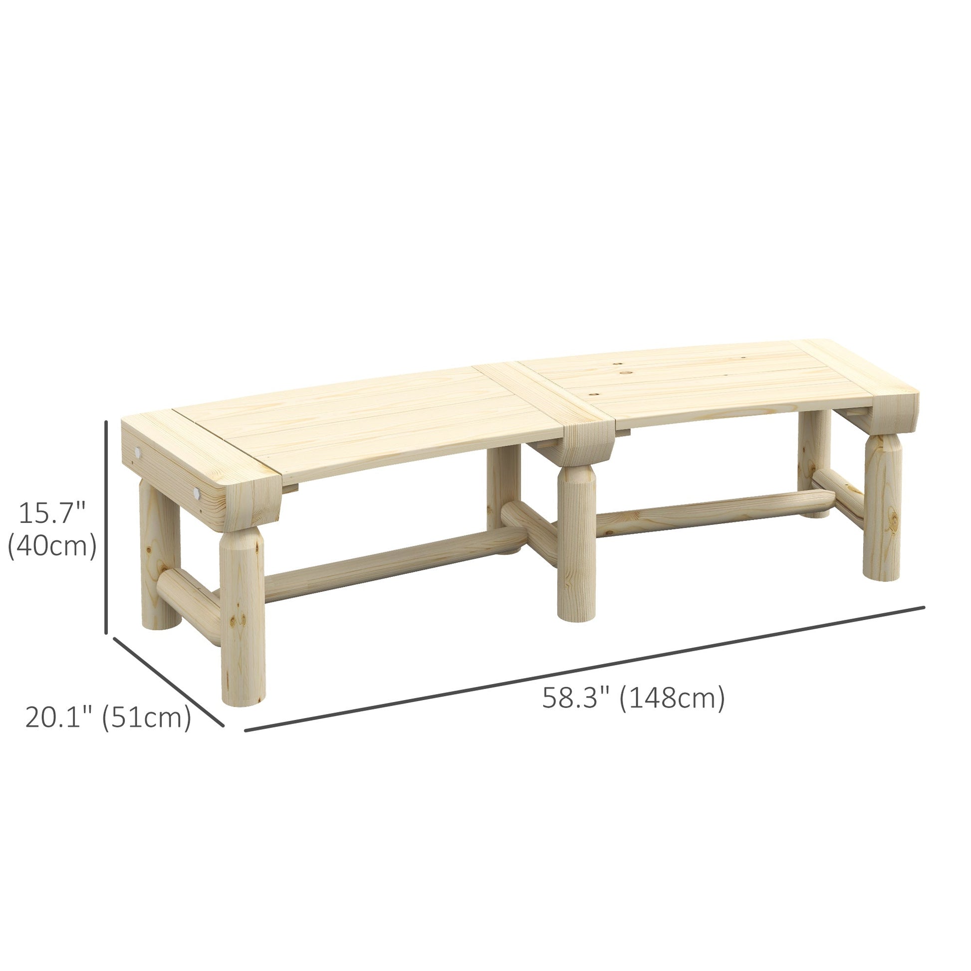 Wooden Outdoor Bench, Semicircular Round Patio Loveseat, Wrap Around Tree Bench with Slatted Seat for Yard, Garden, Deck, Lawn, Natural