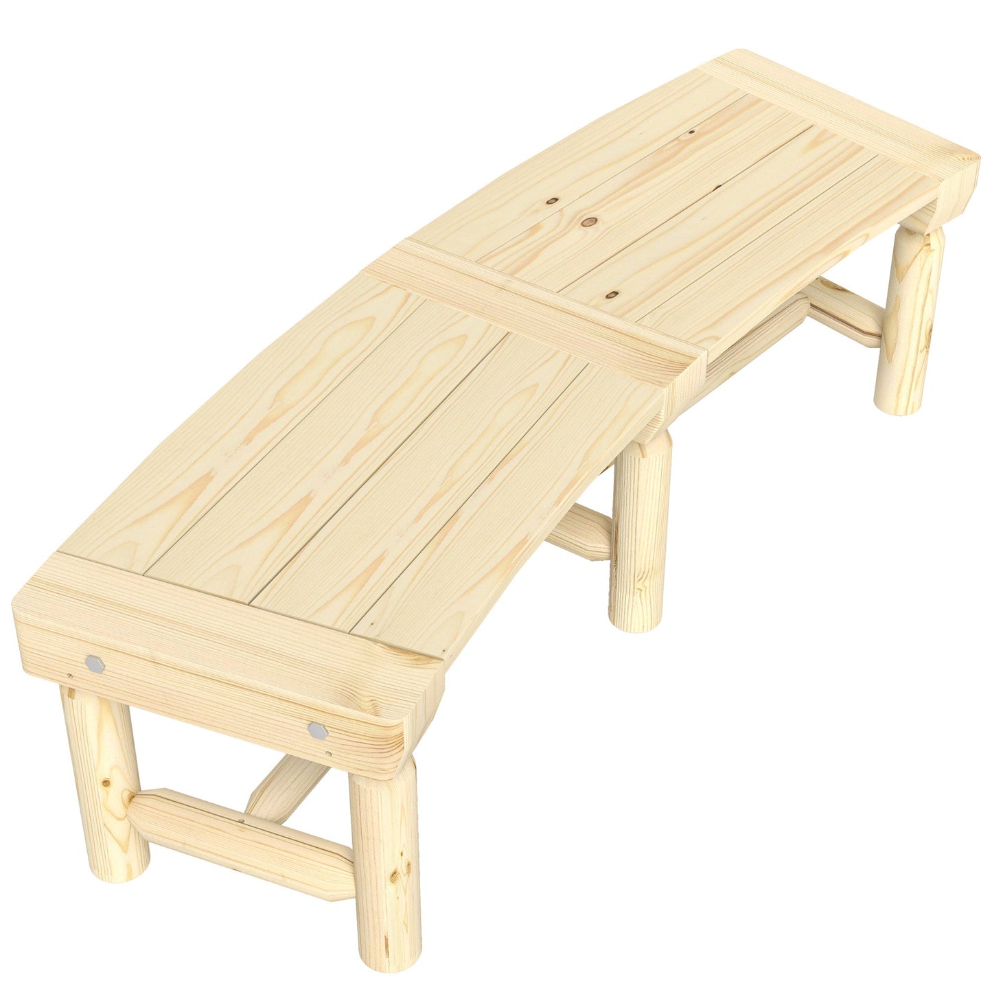 Wooden Outdoor Bench, Semicircular Round Patio Loveseat, Wrap Around Tree Bench with Slatted Seat for Yard, Garden, Deck, Lawn, Natural