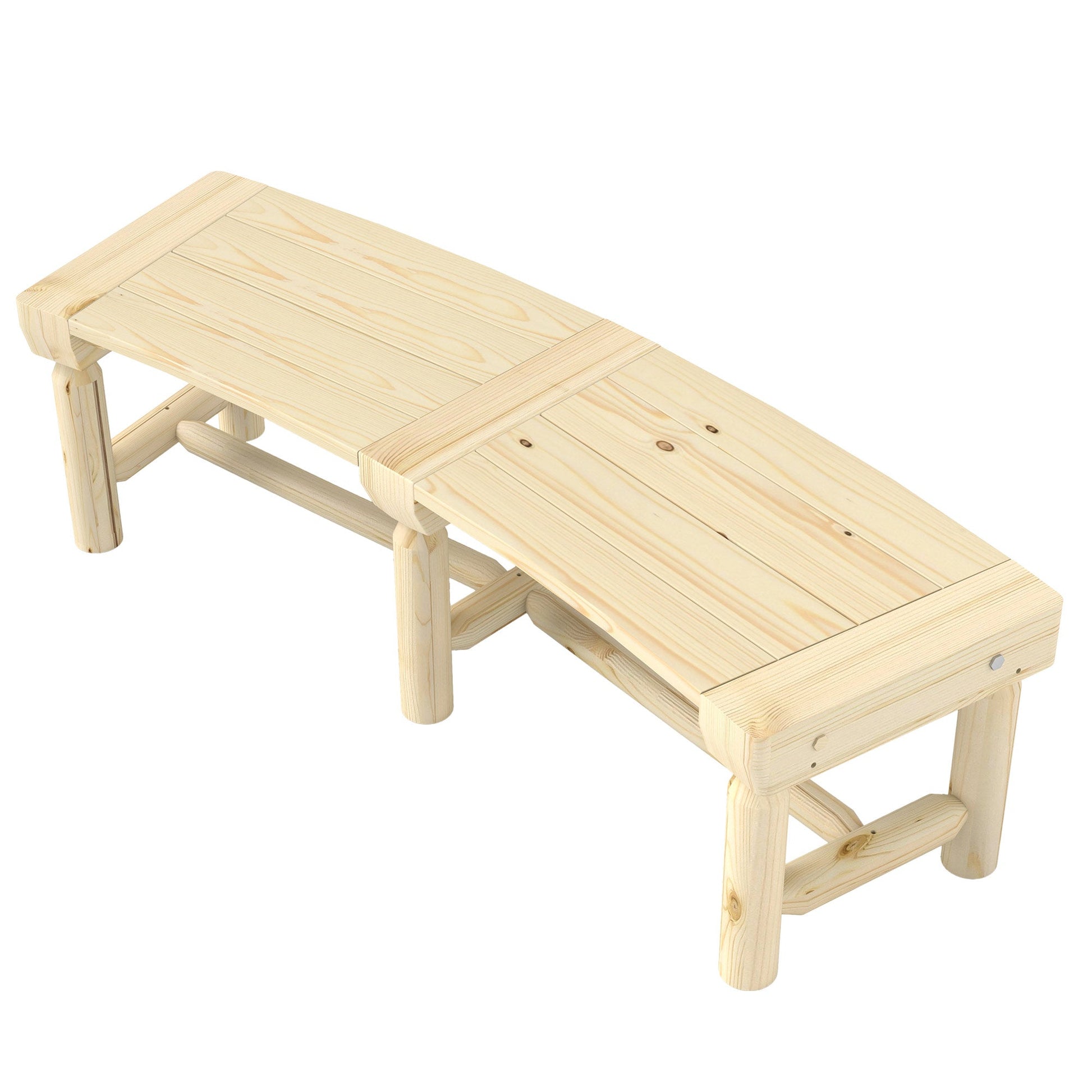 Wooden Outdoor Bench, Semicircular Round Patio Loveseat, Wrap Around Tree Bench with Slatted Seat for Yard, Garden, Deck, Lawn, Natural