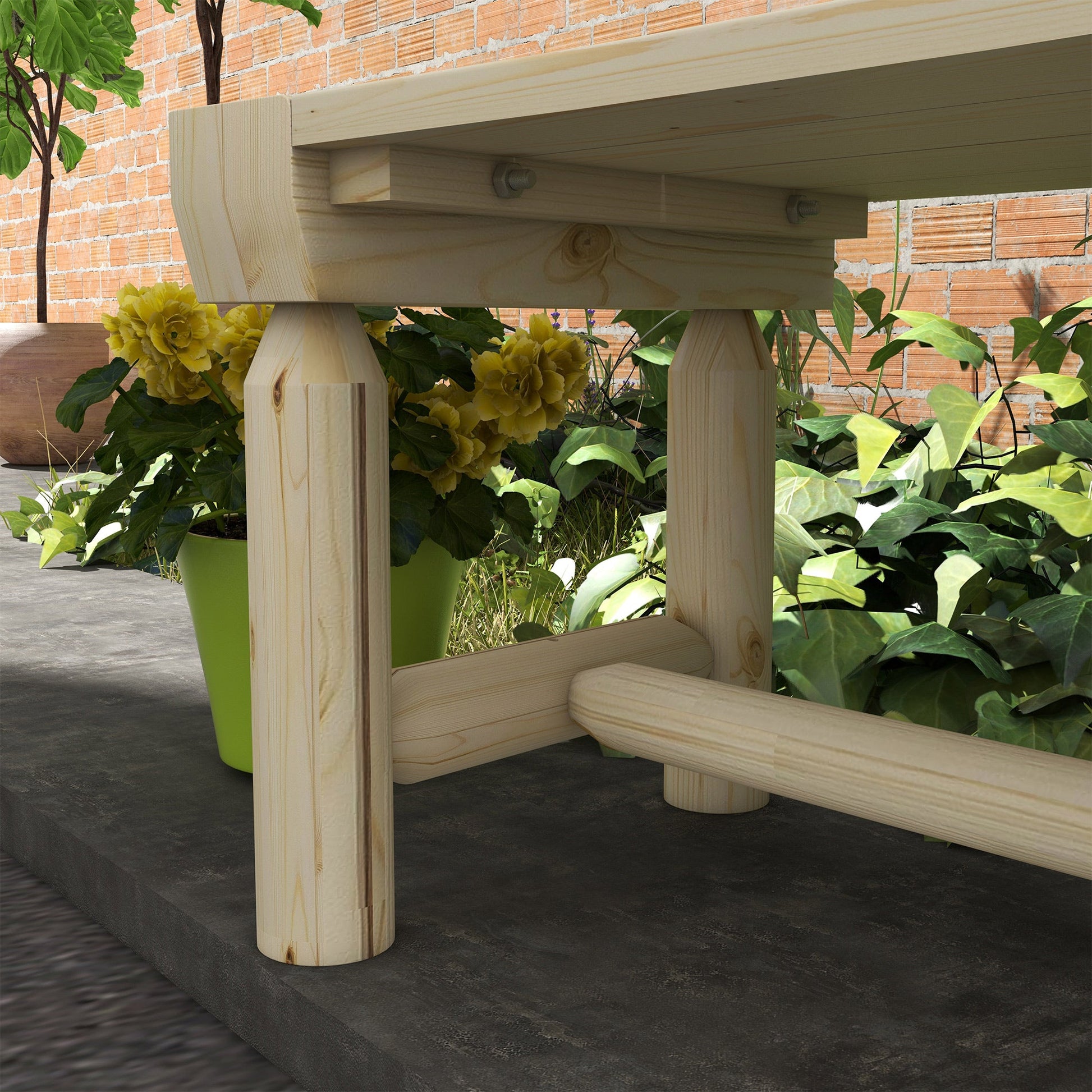 Wooden Outdoor Bench, Semicircular Round Patio Loveseat, Wrap Around Tree Bench with Slatted Seat for Yard, Garden, Deck, Lawn, Natural
