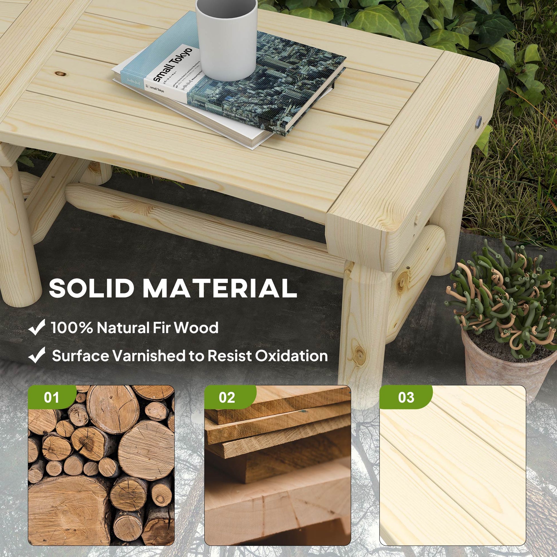 Wooden Outdoor Bench, Semicircular Round Patio Loveseat, Wrap Around Tree Bench with Slatted Seat for Yard, Garden, Deck, Lawn, Natural