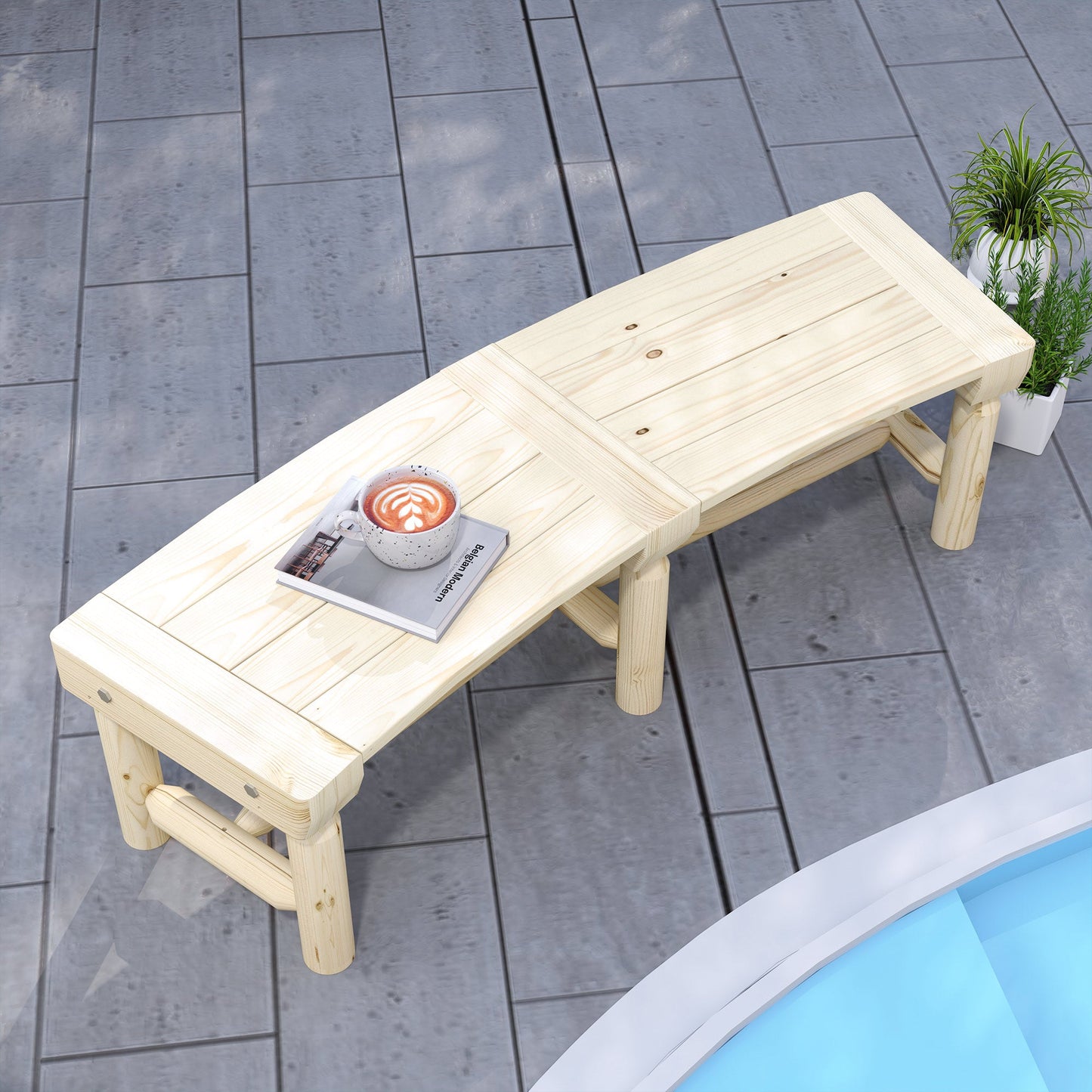 Wooden Outdoor Bench, Semicircular Round Patio Loveseat, Wrap Around Tree Bench with Slatted Seat for Yard, Garden, Deck, Lawn, Natural
