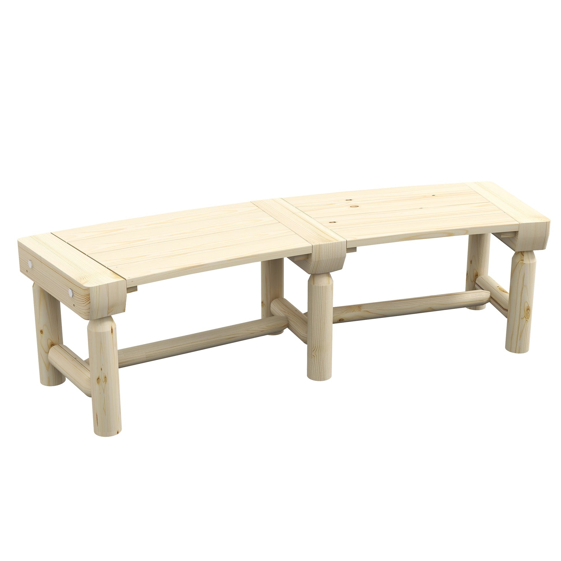 Wooden Outdoor Bench, Semicircular Round Patio Loveseat, Wrap Around Tree Bench with Slatted Seat for Yard, Garden, Deck, Lawn, Natural