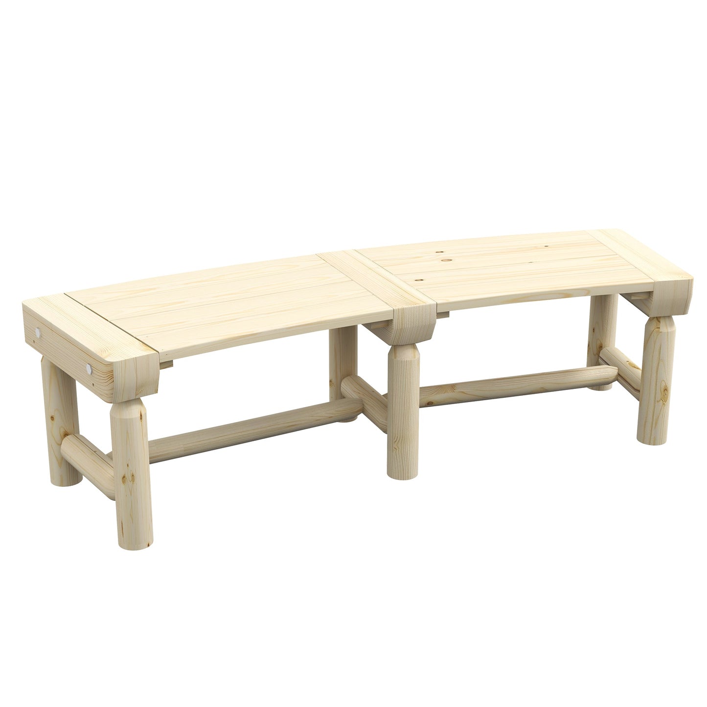 Wooden Outdoor Bench, Semicircular Round Patio Loveseat, Wrap Around Tree Bench with Slatted Seat for Yard, Garden, Deck, Lawn, Natural
