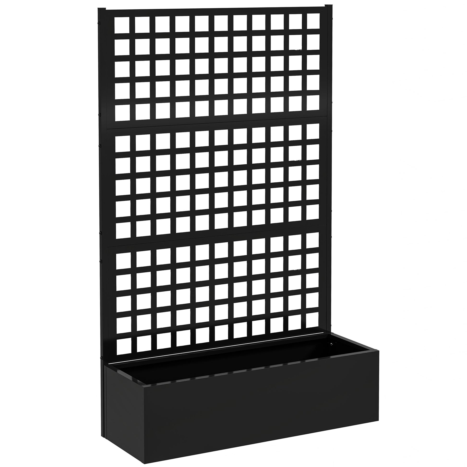 Galvanized Raised Garden Bed with Trellis, Metal Planter Box with Drainage Holes, Outdoor Privacy Screen for Climbing Plants, Vegetable, Vines, 43" x 16" x 70"