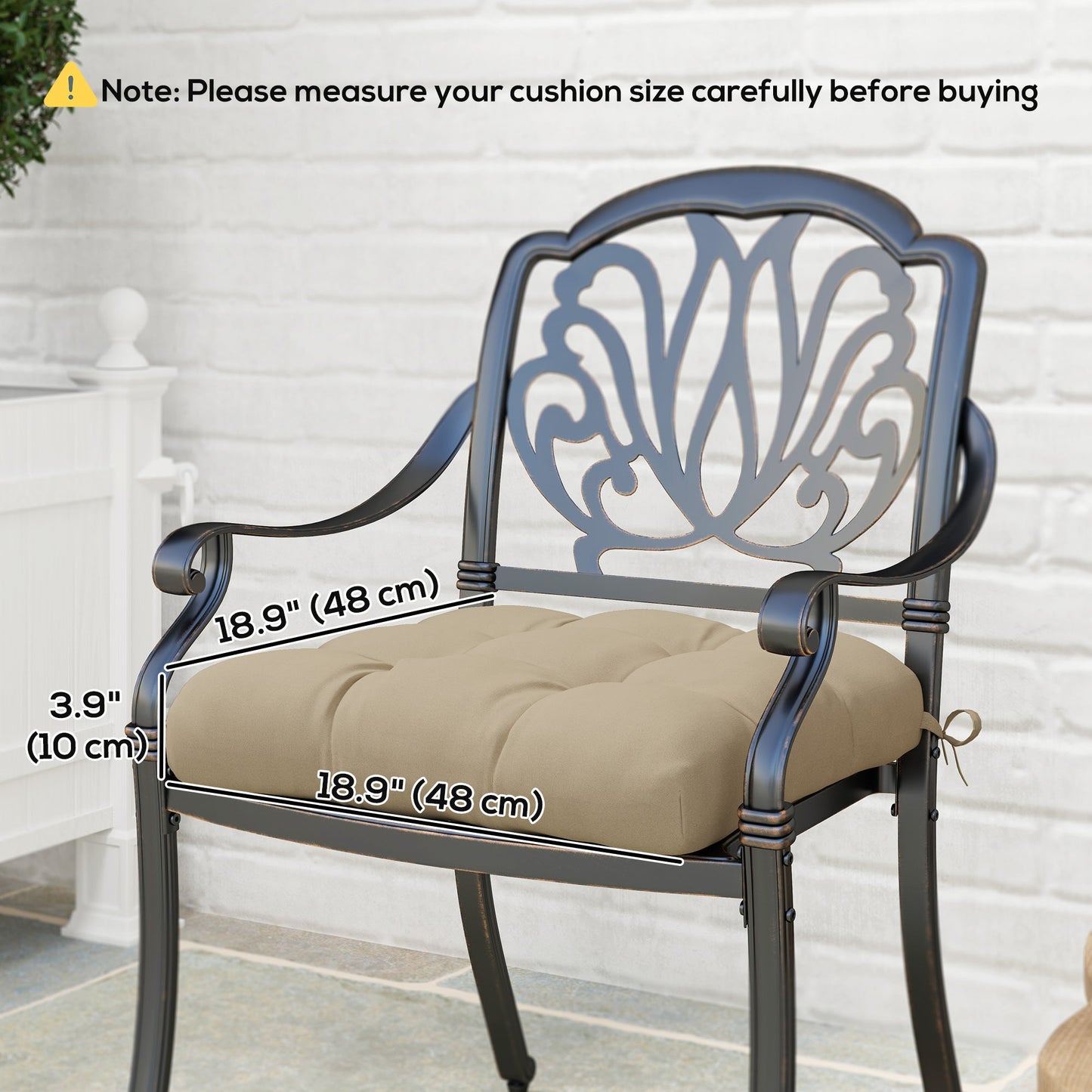 4-Piece Patio Chair Cushions Pillows, 19" x 19" x 4" Patio Cushions Set with Ties for Indoor Outdoor Garden Furniture
