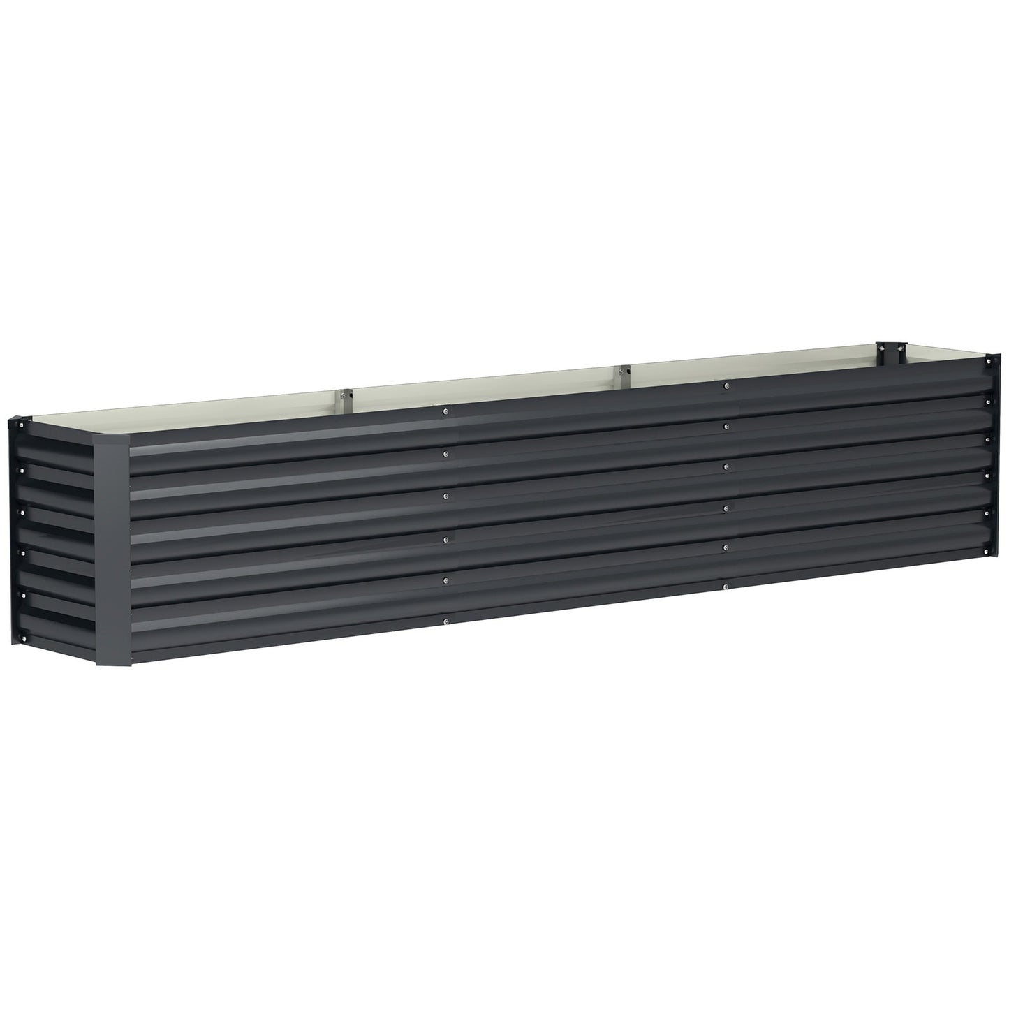 Galvanized Raised Garden Bed, 8 x 1.3 x 1.5ft Rectangular Planter Box, Reinforced Outdoor Raised Bed with Open Bottom for Vegetables, Flowers, Herbs, Dark Grey