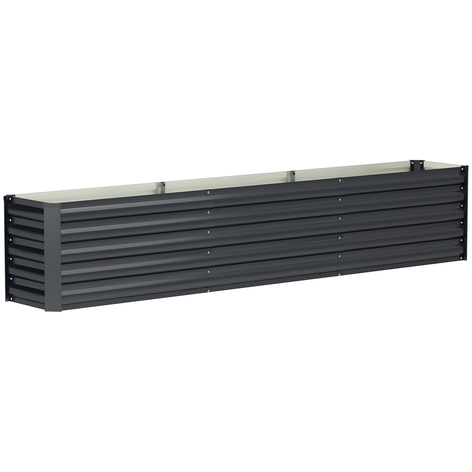 Galvanized Raised Garden Bed, 8 x 1.3 x 1.5ft Rectangular Planter Box, Reinforced Outdoor Raised Bed with Open Bottom for Vegetables, Flowers, Herbs, Dark Grey