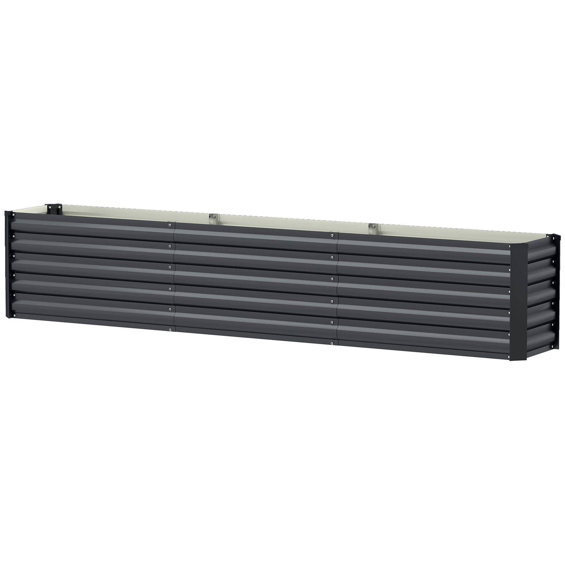 Galvanized Raised Garden Bed, 8 x 1.3 x 1.5ft Rectangular Planter Box, Reinforced Outdoor Raised Bed with Open Bottom for Vegetables, Flowers, Herbs, Dark Grey