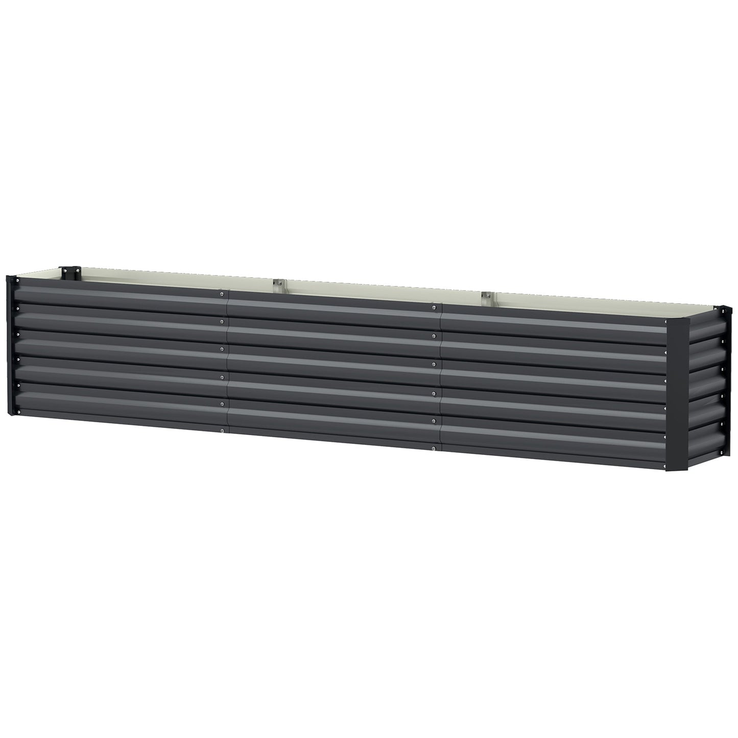 Galvanized Raised Garden Bed, 8 x 1.3 x 1.5ft Rectangular Planter Box, Reinforced Outdoor Raised Bed with Open Bottom for Vegetables, Flowers, Herbs, Dark Grey
