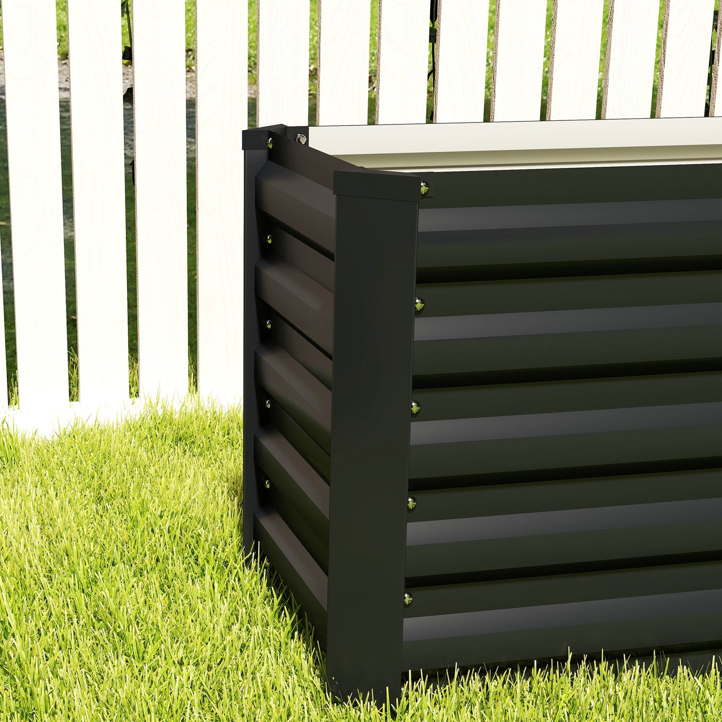 Galvanized Raised Garden Bed, 8 x 1.3 x 1.5ft Rectangular Planter Box, Reinforced Outdoor Raised Bed with Open Bottom for Vegetables, Flowers, Herbs, Dark Grey