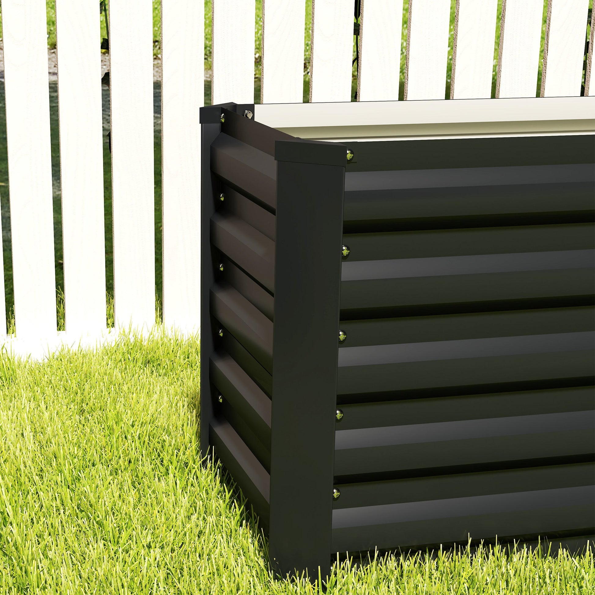 Galvanized Raised Garden Bed, 8 x 1.3 x 1.5ft Rectangular Planter Box, Reinforced Outdoor Raised Bed with Open Bottom for Vegetables, Flowers, Herbs, Dark Grey