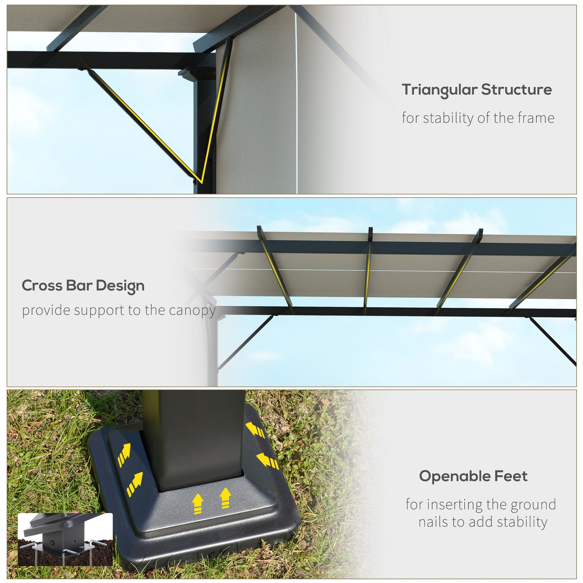 10' x 10' Retractable Pergola Canopy, Outdoor Gazebo with Sun Shade Canopy and Steel Frame, for Backyard, Garden, Patio, Deck, Beige
