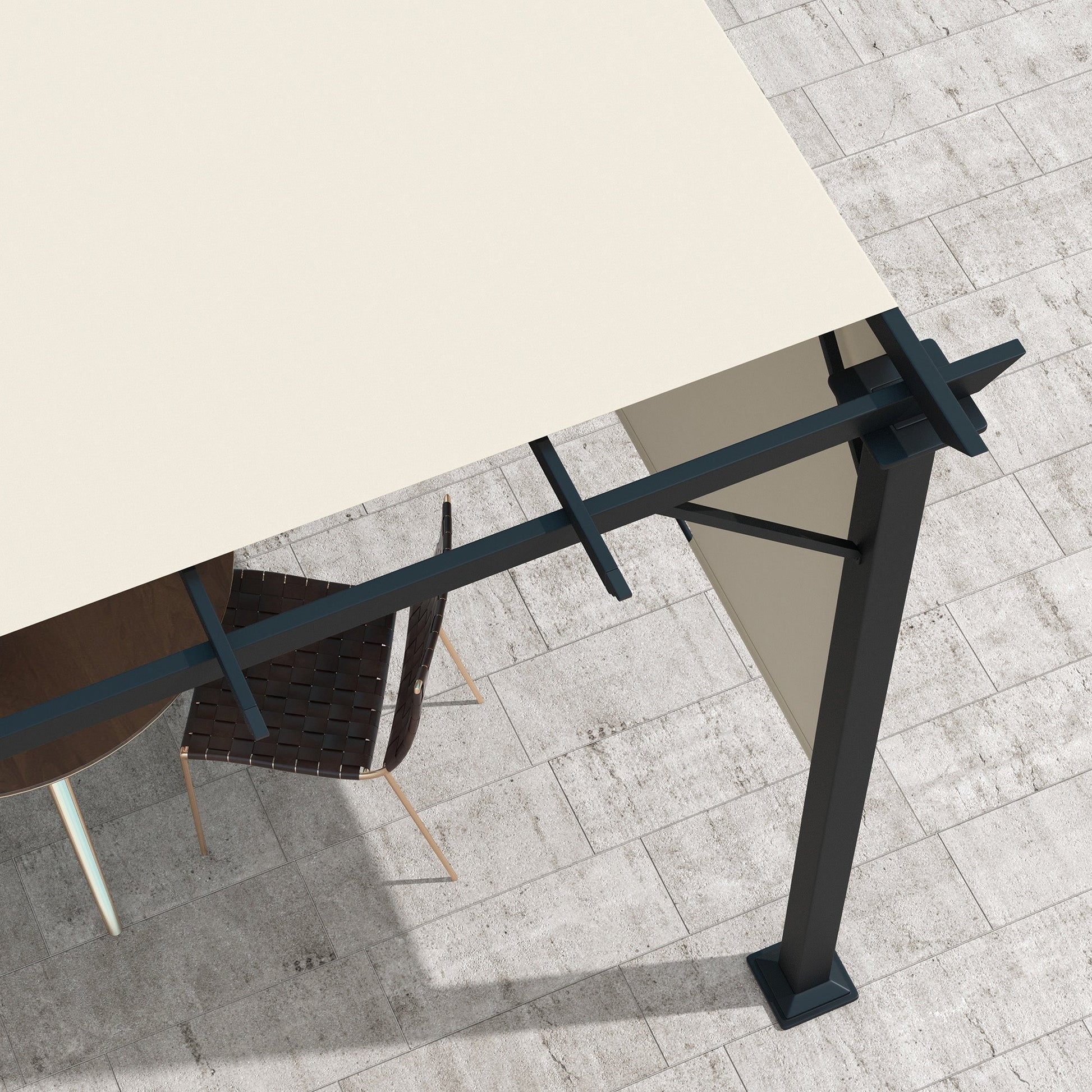 10' x 10' Retractable Pergola Canopy, Outdoor Gazebo with Sun Shade Canopy and Steel Frame, for Backyard, Garden, Patio, Deck, Beige